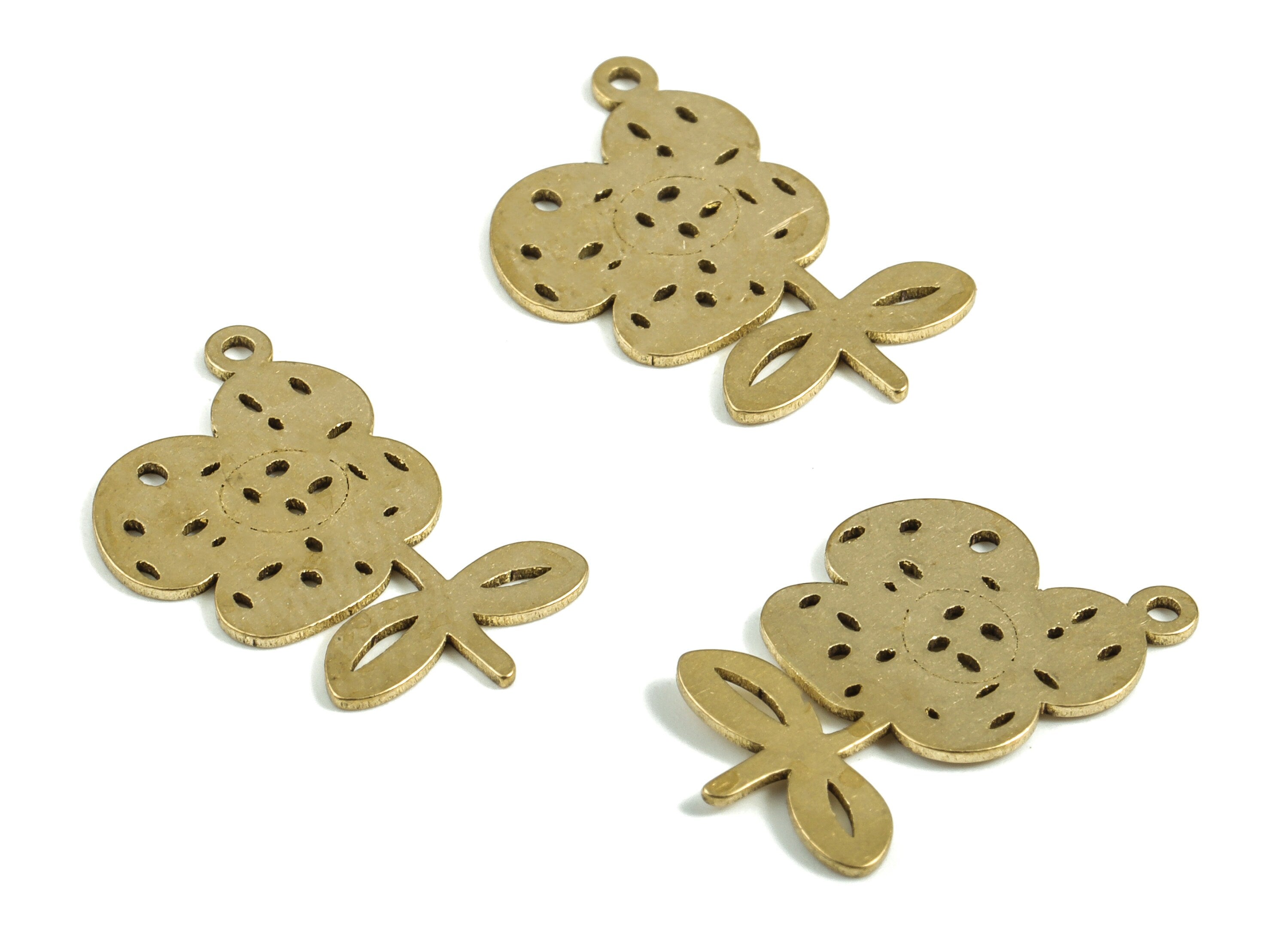 Brass Flower Earring Charms - Raw Brass Flower Pendant - Earrings Finding - Jewelry Making Supplies - 17.85x11.23x0.57mm - PP4020 - DOMEDBAZAAR