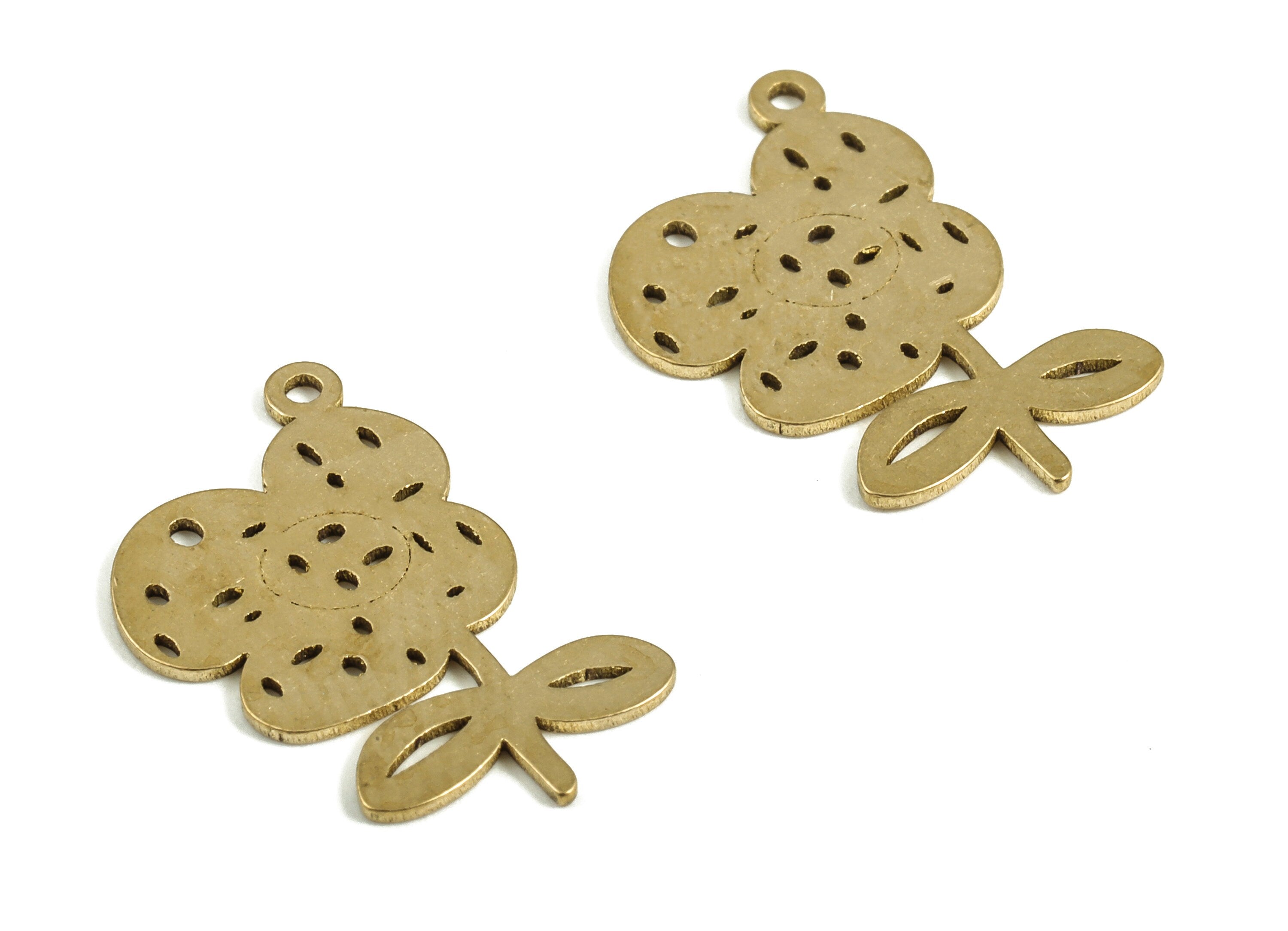 Brass Flower Earring Charms - Raw Brass Flower Pendant - Earrings Finding - Jewelry Making Supplies - 17.85x11.23x0.57mm - PP4020 - DOMEDBAZAAR