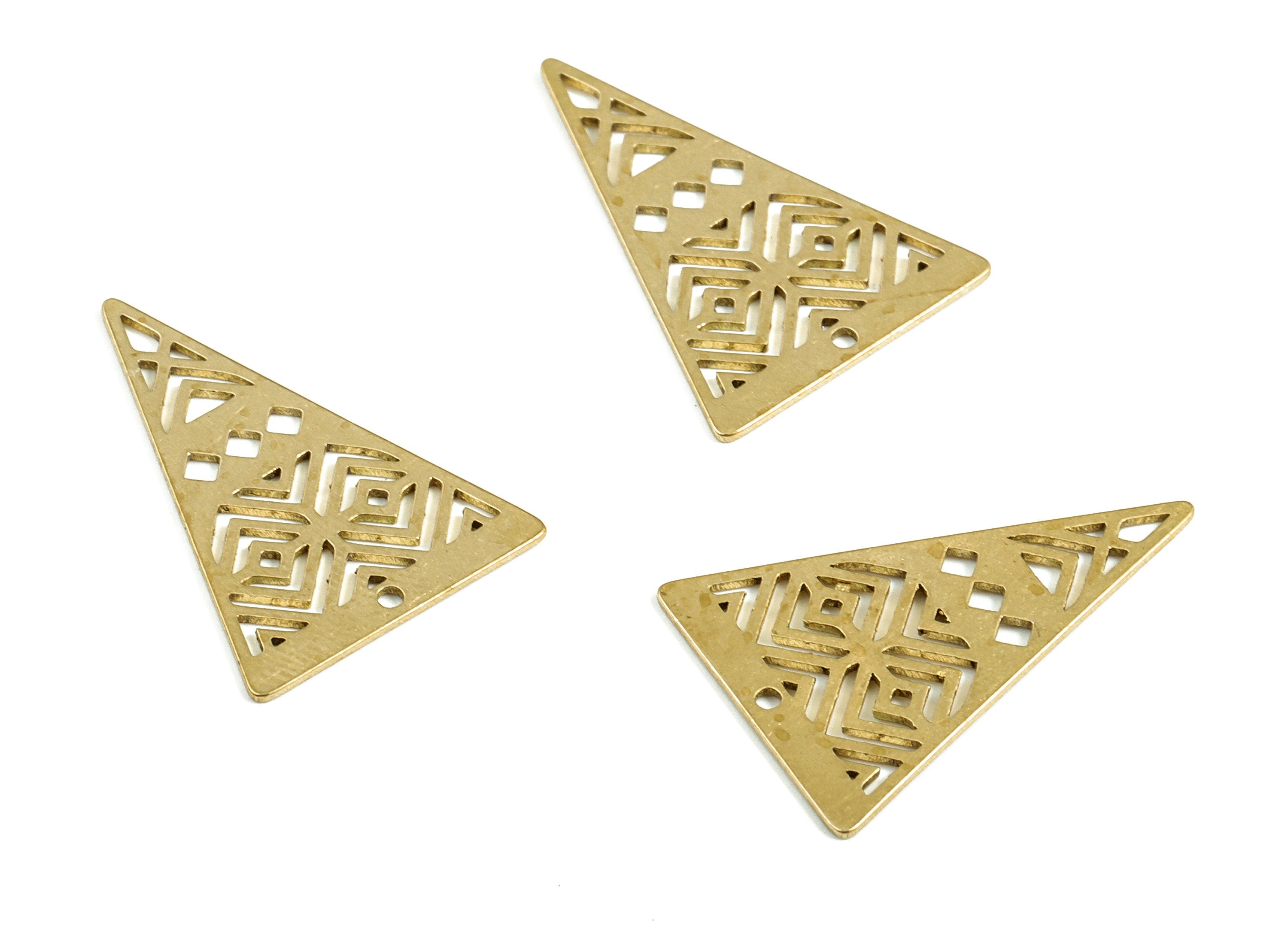 Brass Triangle Earring Charms - Raw Brass Triangle Pendant - Earrings Finding - Jewelry Making Supplies - 23.87x16.49x0.57mm - PP4028 - DOMEDBAZAAR
