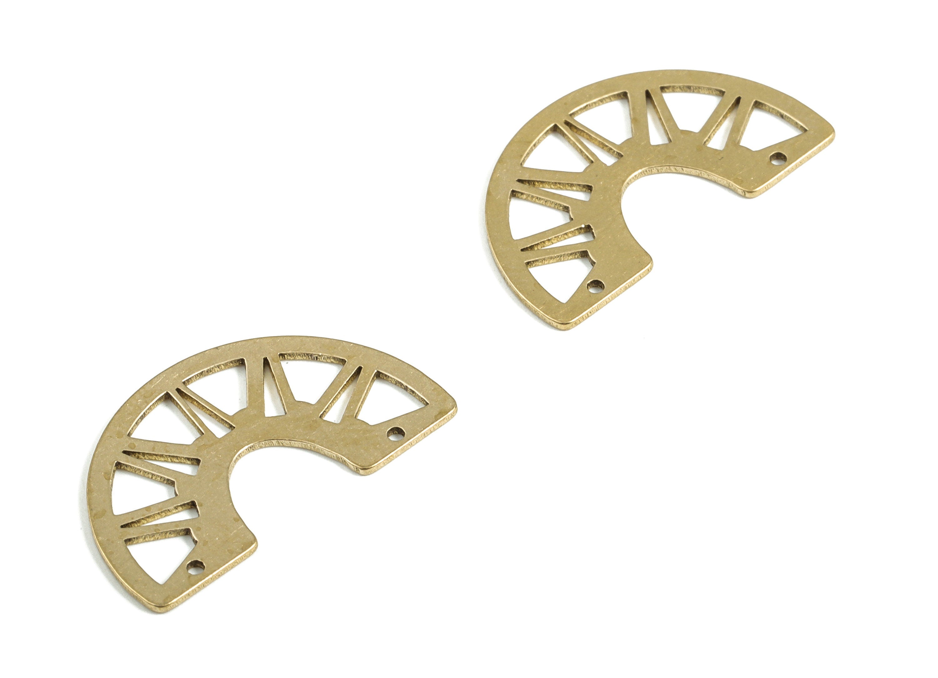 Half Moon Earring Connector - Raw Brass Semicircle Charms - Earrings Finding - Jewelry Making Supplies - 21.99x12.95x0.57mm - PP4024 - DOMEDBAZAAR