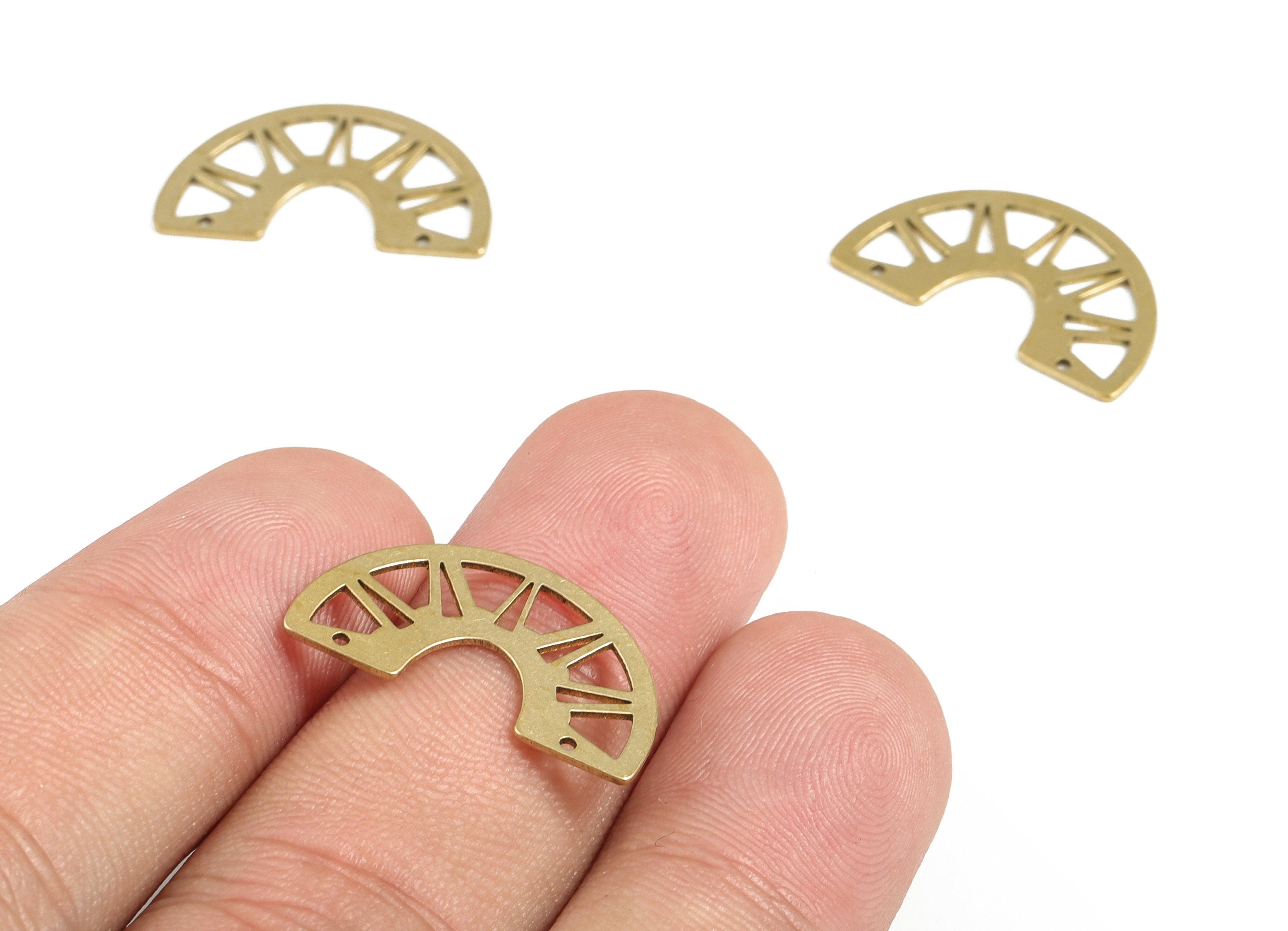 Half Moon Earring Connector - Raw Brass Semicircle Charms - Earrings Finding - Jewelry Making Supplies - 21.99x12.95x0.57mm - PP4024 - DOMEDBAZAAR