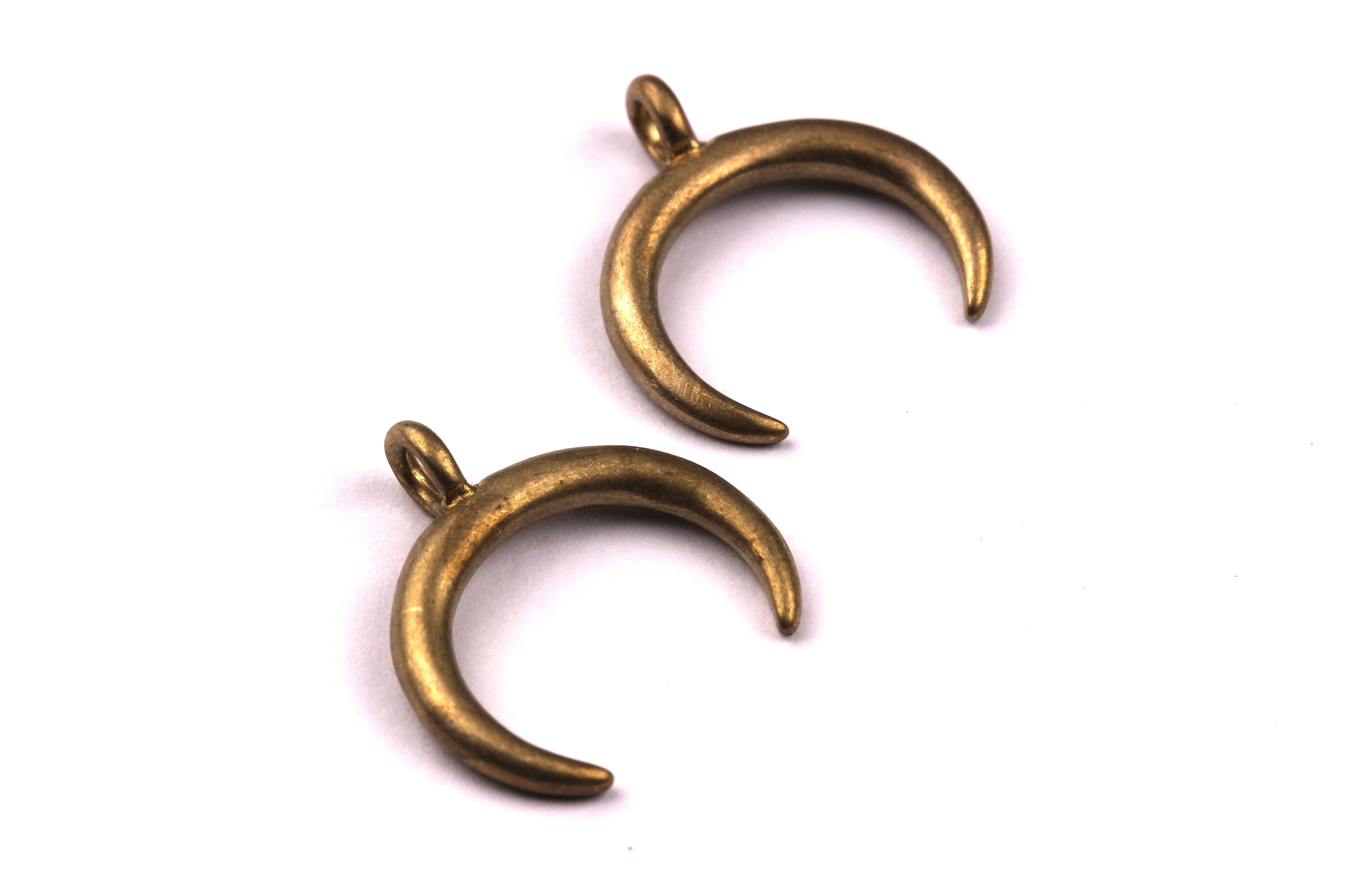 Crescent Shaped Earring Charms - Raw Brass Earring - Horn Earring Charms - Earring Findings - Jewelry Supplies - 18x17mm - PP1075 - DOMEDBAZAAR