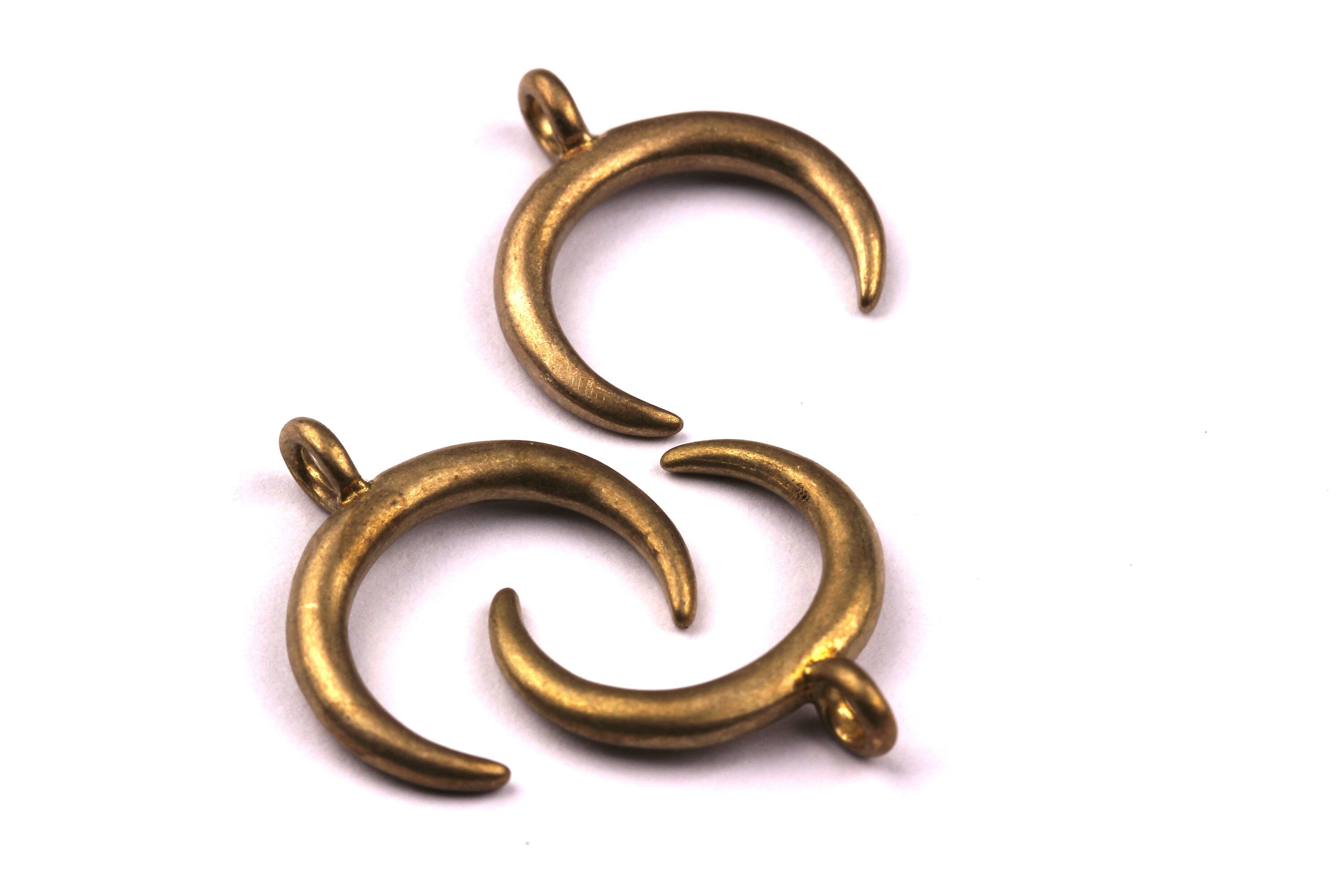 Crescent Shaped Earring Charms - Raw Brass Earring - Horn Earring Charms - Earring Findings - Jewelry Supplies - 18x17mm - PP1075 - DOMEDBAZAAR
