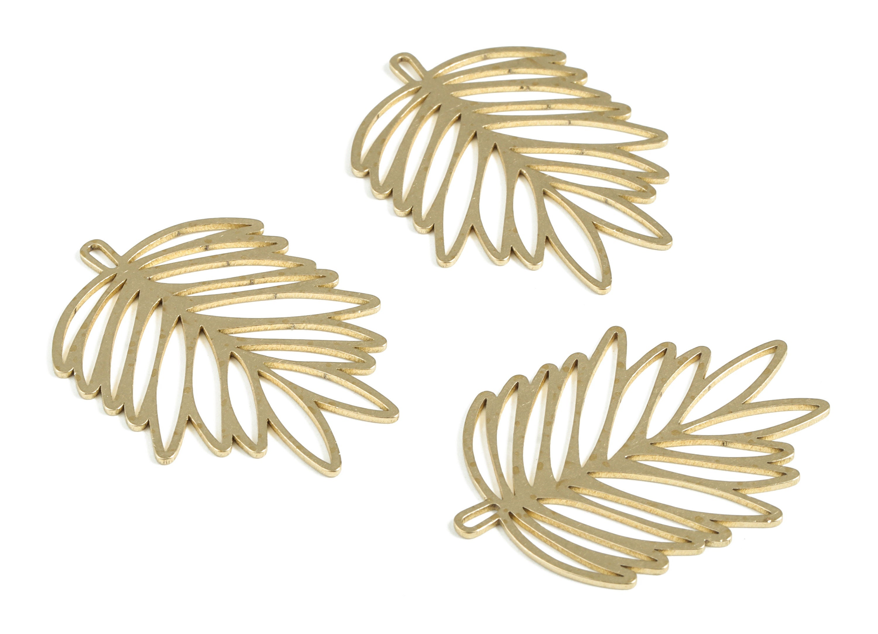 Brass Leaves Earring Charms - Raw Brass Leaves Pendant - Earring Findings - Jewelry Making Supplies - 38.5x28.44x0.79mm - PP3992 - DOMEDBAZAAR