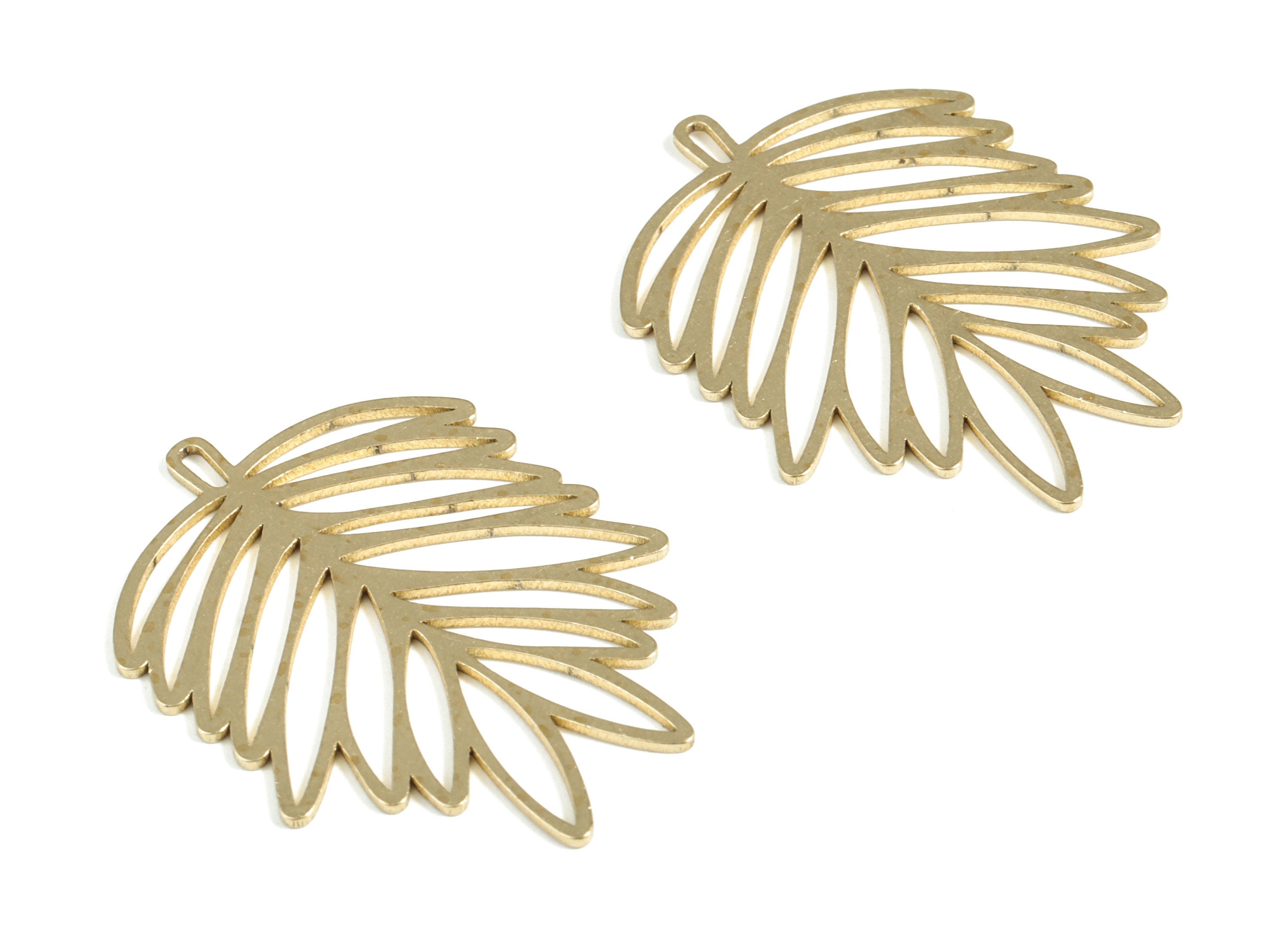 Brass Leaves Earring Charms - Raw Brass Leaves Pendant - Earring Findings - Jewelry Making Supplies - 38.5x28.44x0.79mm - PP3992 - DOMEDBAZAAR