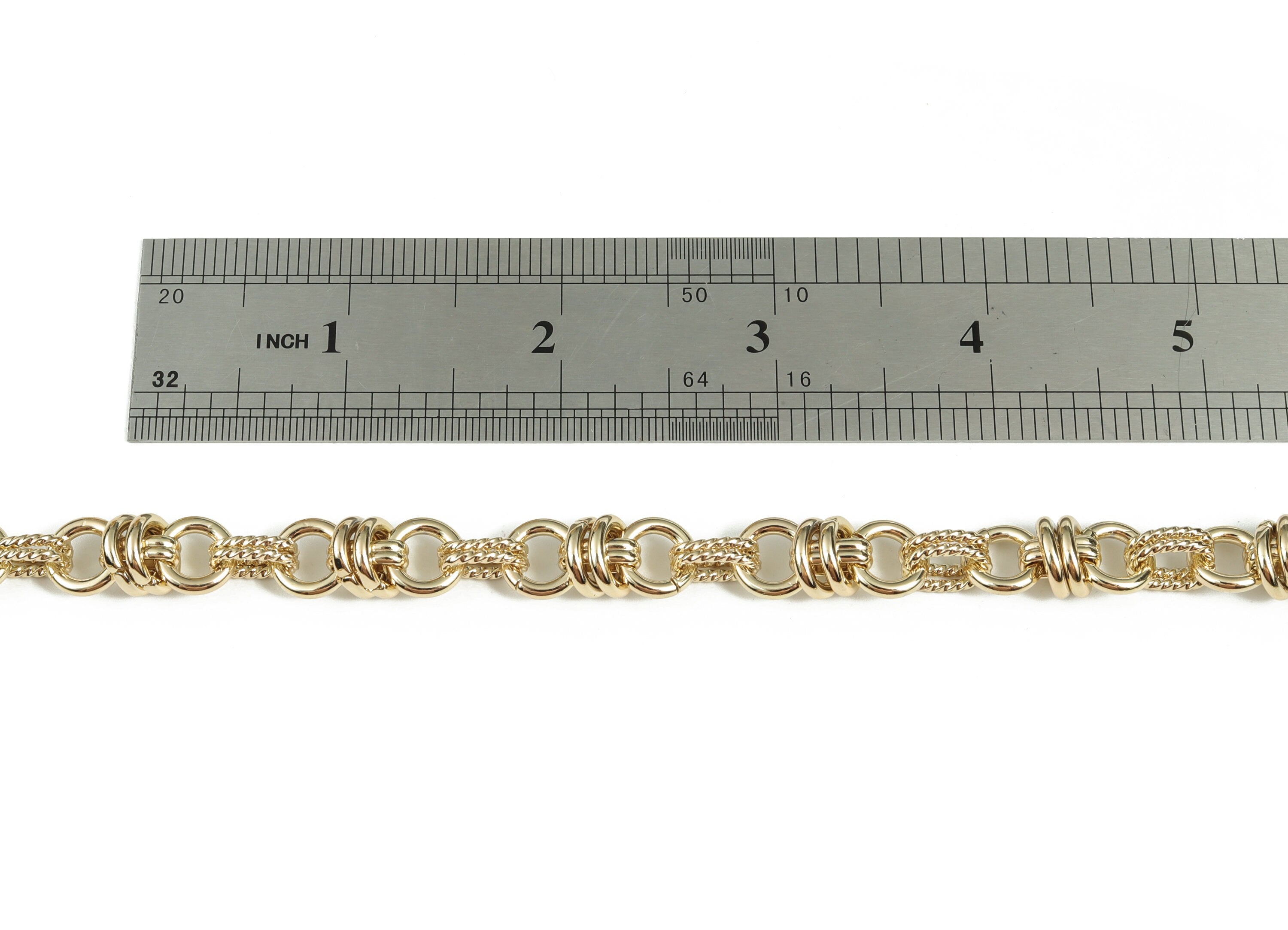 Gold Textured Round Link Chain - 14K Real Gold Brass Thick Chunky Chain -Layering Link Chain-For Necklace Bracelet 0.36&quot;x0.36&quot;x0.07&quot; RGP2973 - DOMEDBAZAAR