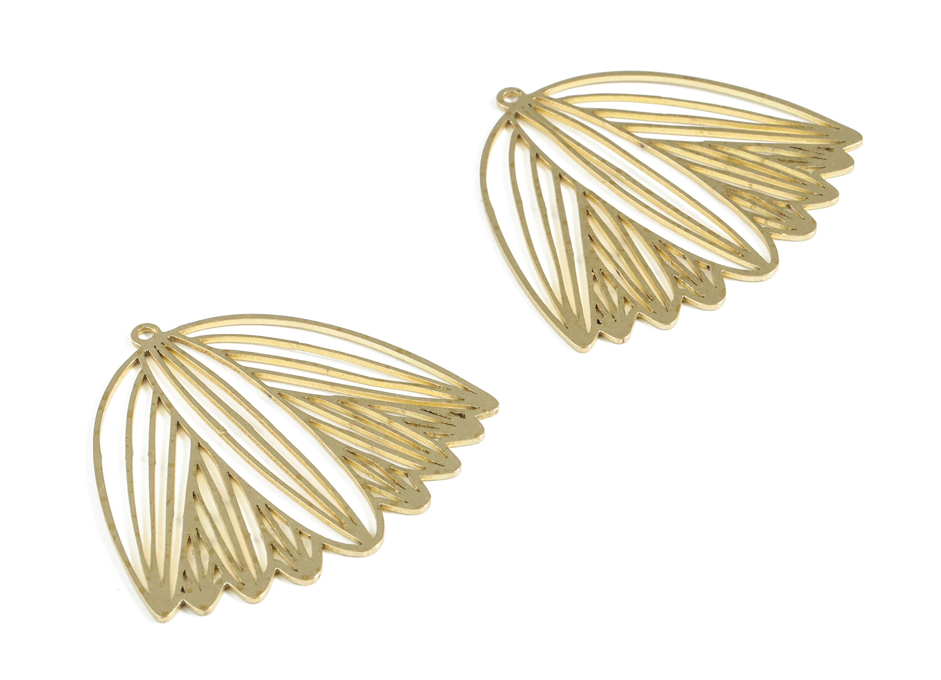 Brass Leaves Earring Charms - Raw Brass Leaves Pendant - Earring Findings - Jewelry Making Supplies - 39.24x36.84x1.18mm - PP3993 - DOMEDBAZAAR