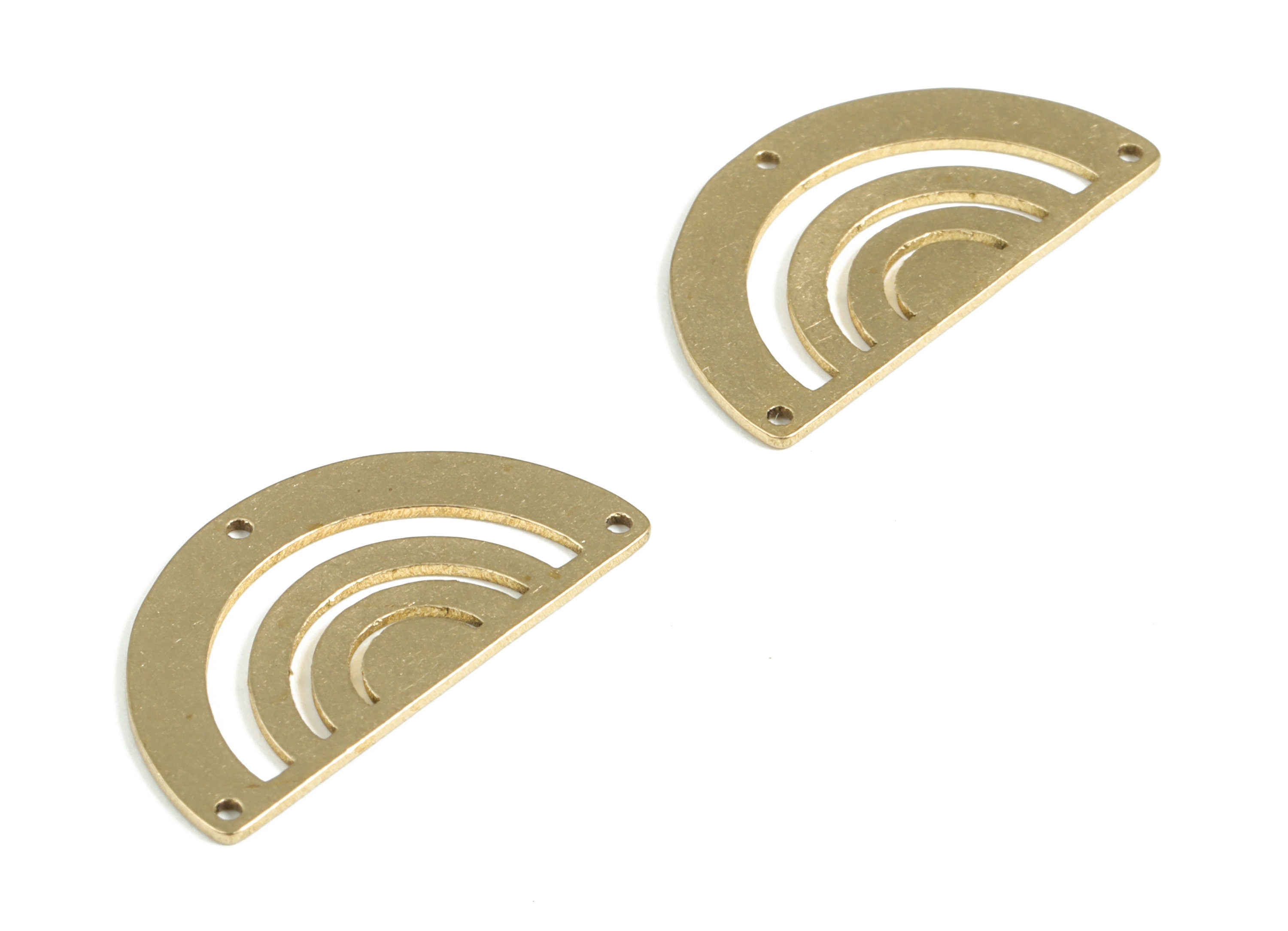 Brass Half Moon Earring Connector - Raw Brass Semi Circle Charms - Earrings Finding - Jewelry Supplies - 25.04x13.58x0.77mm- PP3965 - DOMEDBAZAAR