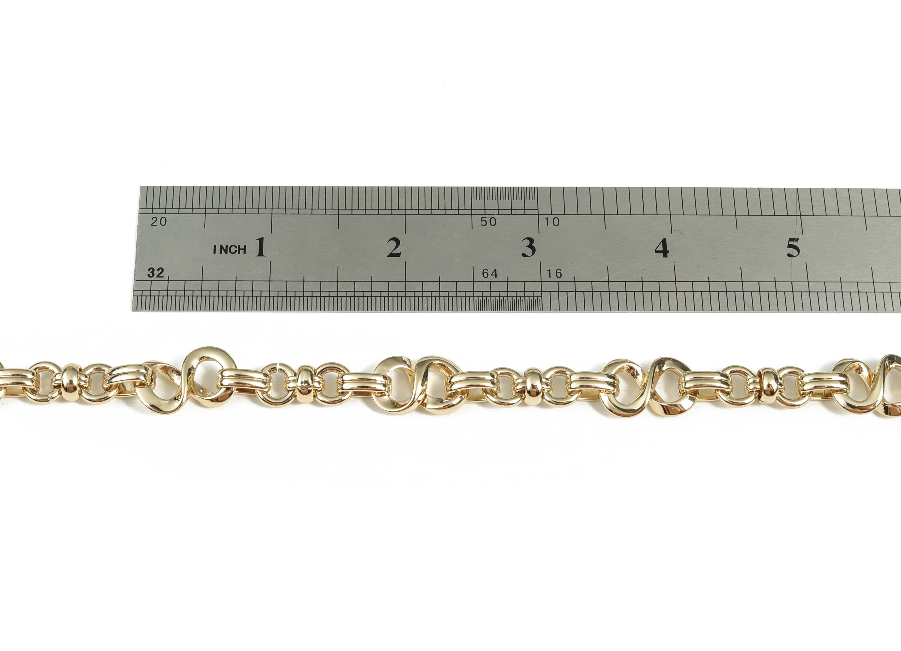 Gold Figure 8 Cable Chain - 14K Real Gold Brass Oval Eternity Chain - Openlink Thick Figure Eight Cable Chain - 0.70&quot;x0.47&quot;x0.23&quot; RGP2979 - DOMEDBAZAAR