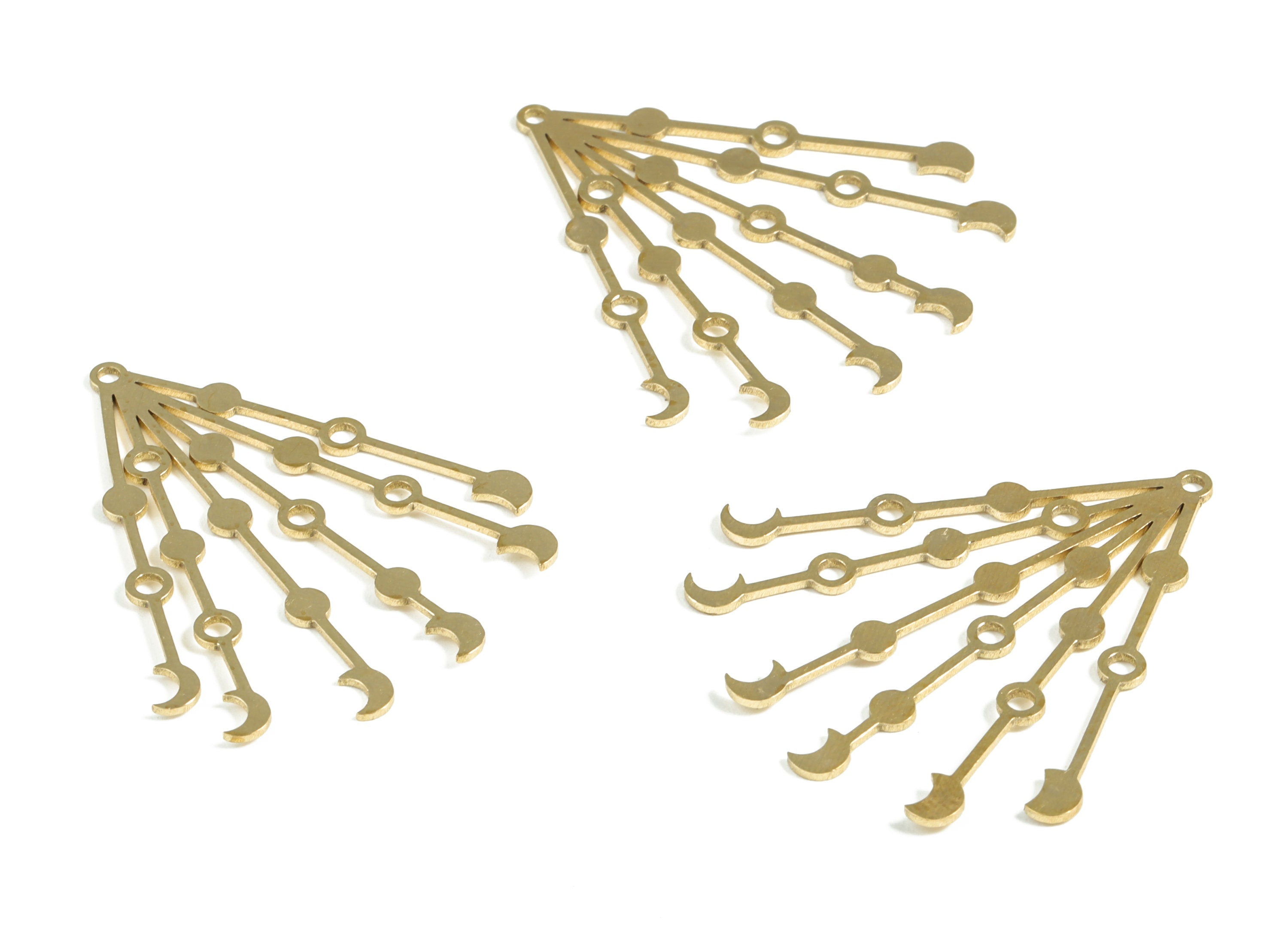 Brass Moon Fringe Earring Charms - Raw Brass Fringe Pendant - Earring Findings - Jewelry Making Supplies – 39.75x33.54x0.84mm - PP3979 - DOMEDBAZAAR