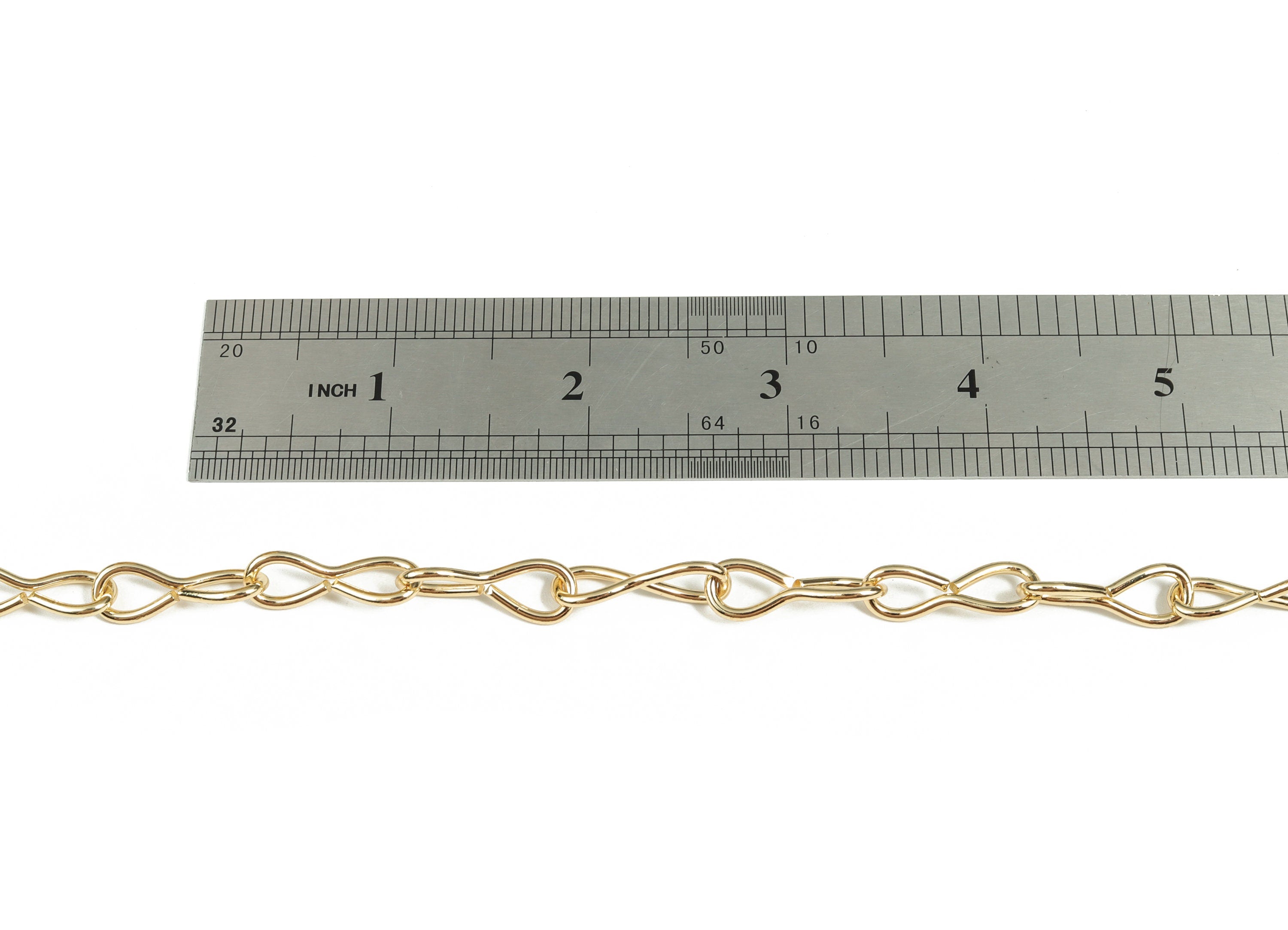 Gold Figure 8 Chain - 18K Real Gold Brass Eternity Wire Chain - Openlink Chain - For Necklace Bracelet 0.88&quot;x 0.32&quot;x 0.07&quot; RGP3020 - DOMEDBAZAAR