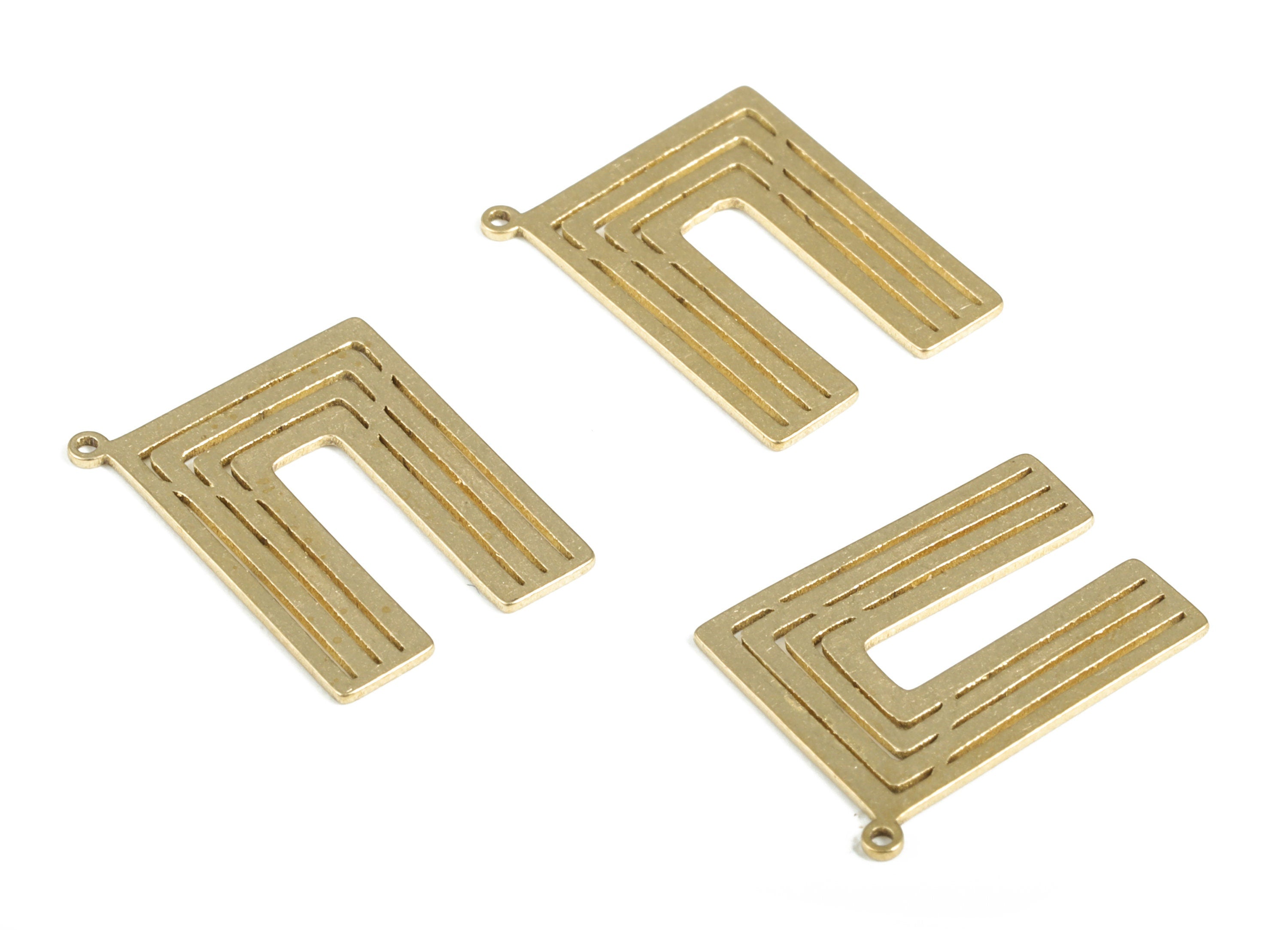 Brass U Shaped Geometry Charms Earring - Raw U Shaped Streaked Pendant - Earring Findings - Jewelry Supplies - 18.34x14.13x0.6mm - PP4046 - DOMEDBAZAAR