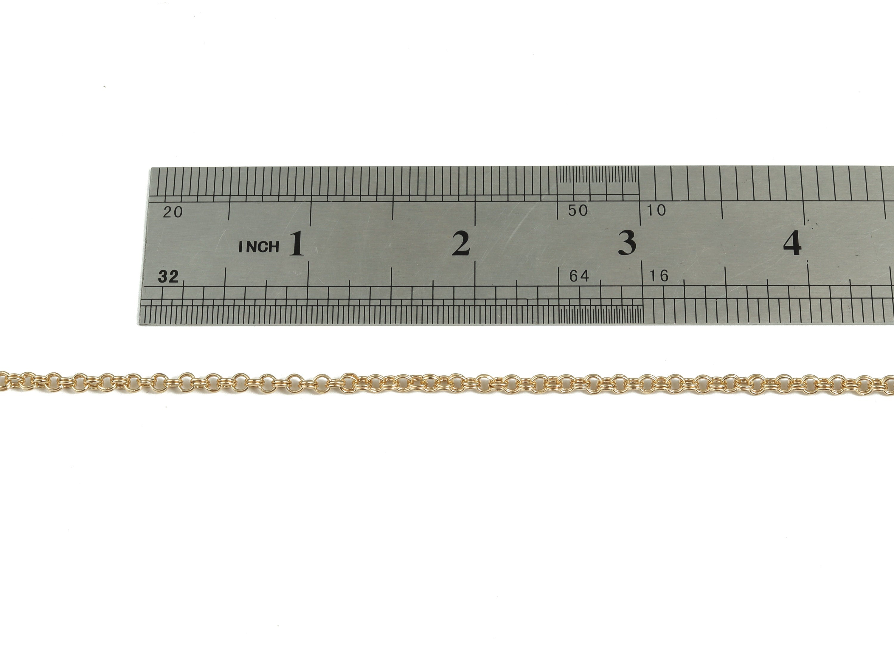 Gold Double Round Chain - 18K Real Gold Brass Mini Round Cable Chain - Soldered Round Cable Chain - 0.12&quot;x 0.12&quot;x 0.03&quot; RGP3021 - DOMEDBAZAAR