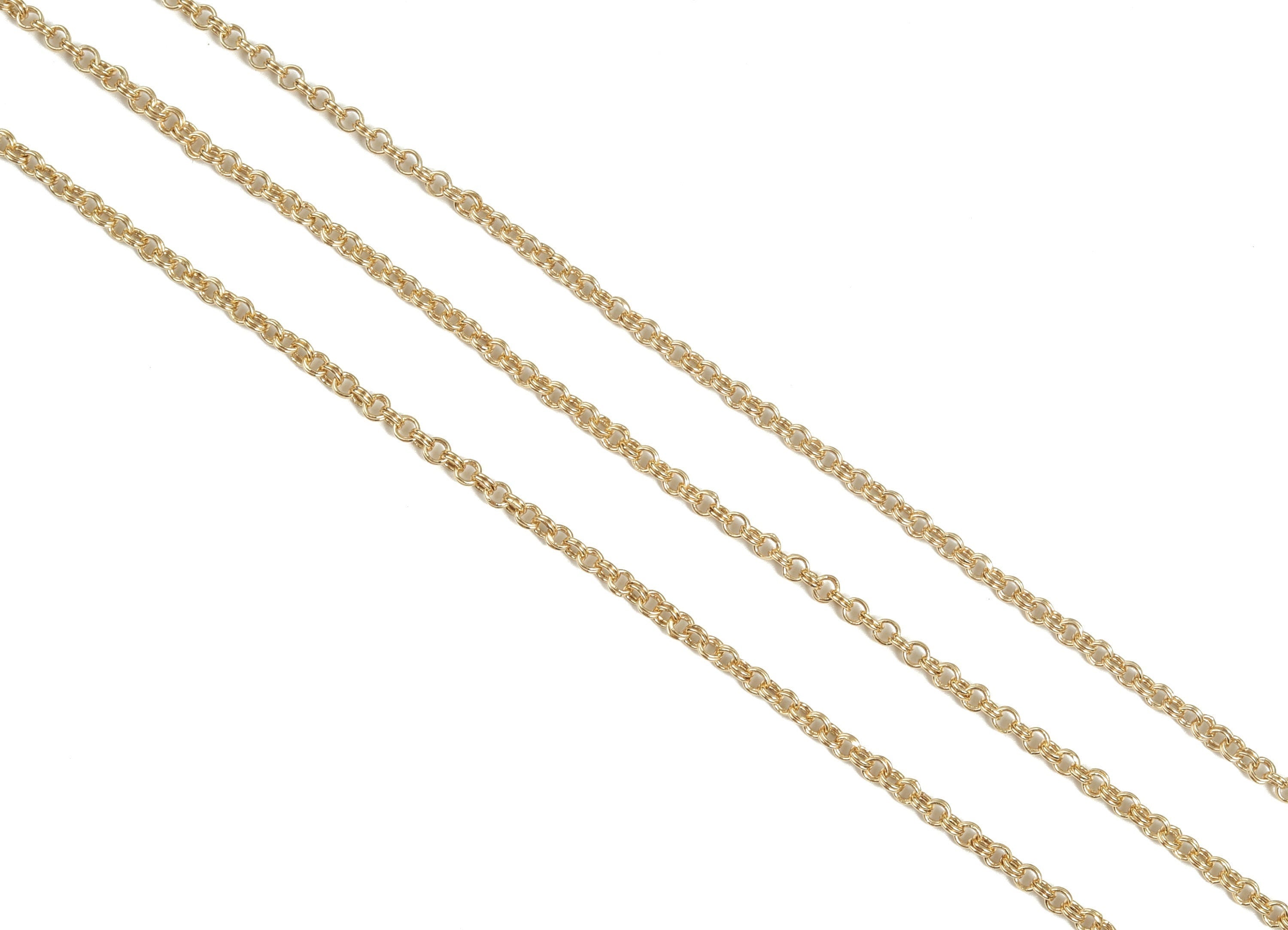Gold Double Round Chain - 18K Real Gold Brass Mini Round Cable Chain - Soldered Round Cable Chain - 0.12&quot;x 0.12&quot;x 0.03&quot; RGP3021 - DOMEDBAZAAR