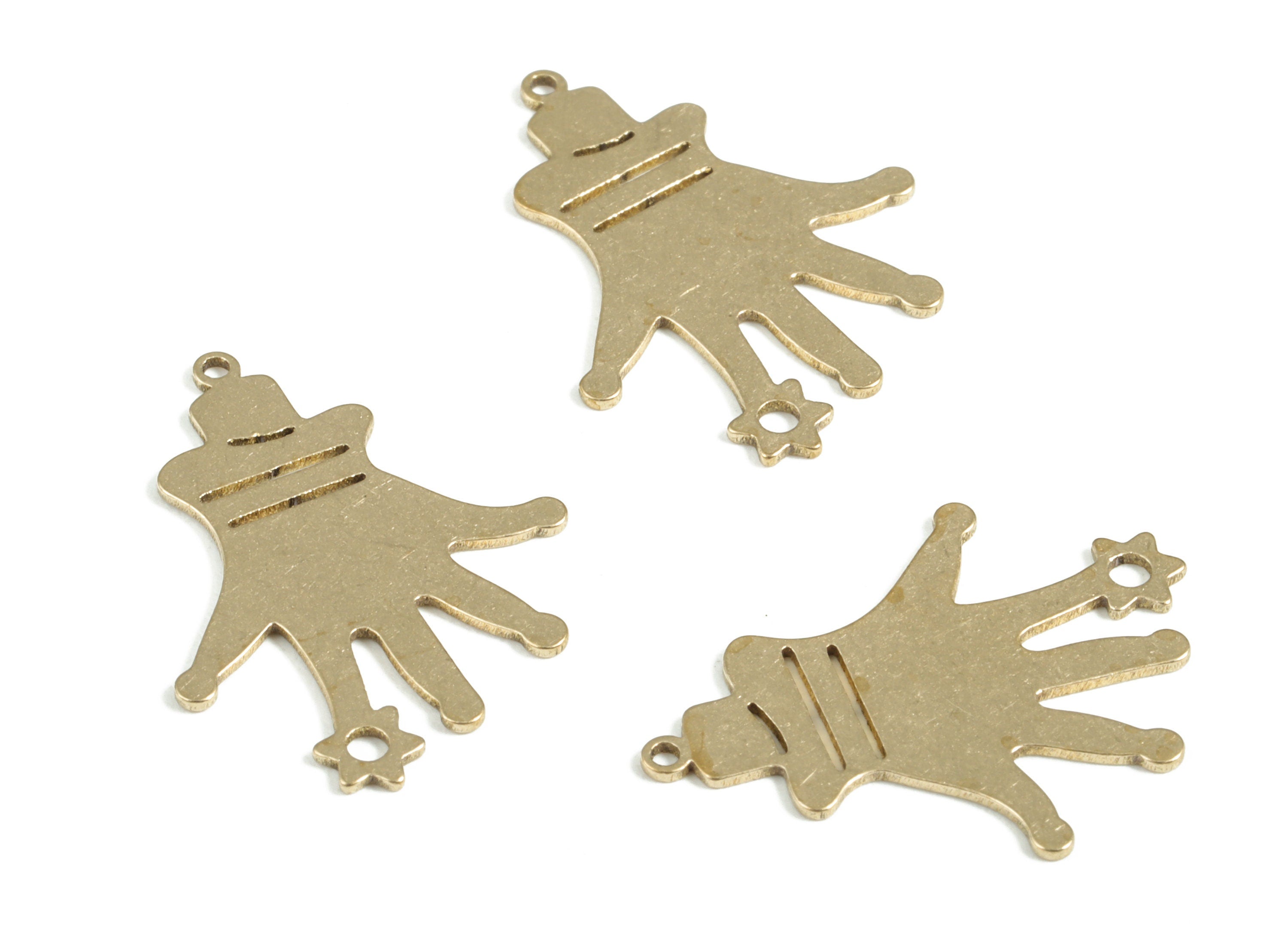 Brass Hand Flower Earring Charms - Raw Brass Hand Flower Pendant - Jewelry Making Supplies - 29x22.15x0.58mm - 20.89x16.06x0.57mm - PP4043 - DOMEDBAZAAR