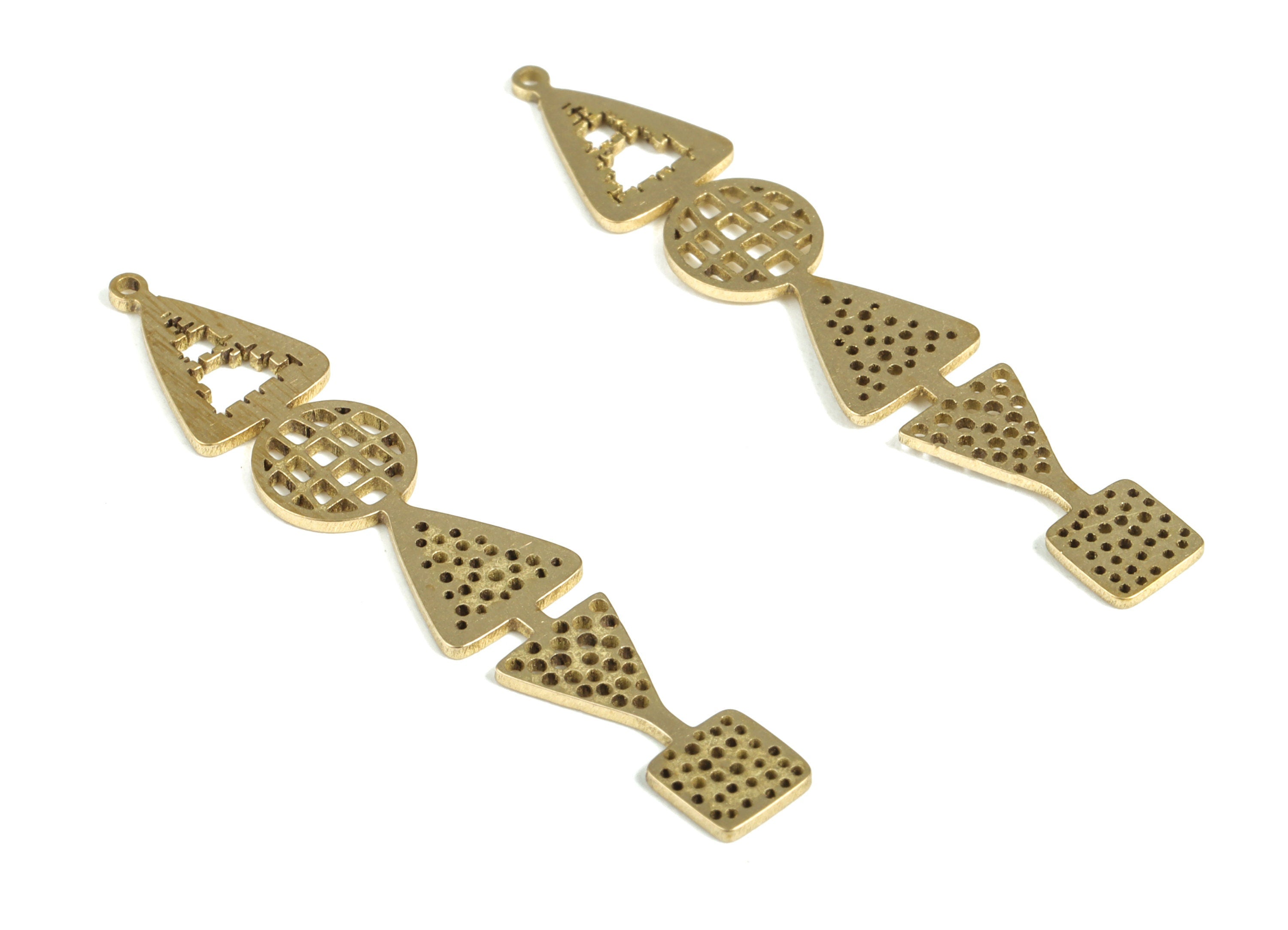 Brass Round Hollow Earring Charms - Raw Brass Square Arrow Pendant - Earring Findings - Jewelry Supplies - 39.88x7.18x0.69mm - PP3987 - DOMEDBAZAAR