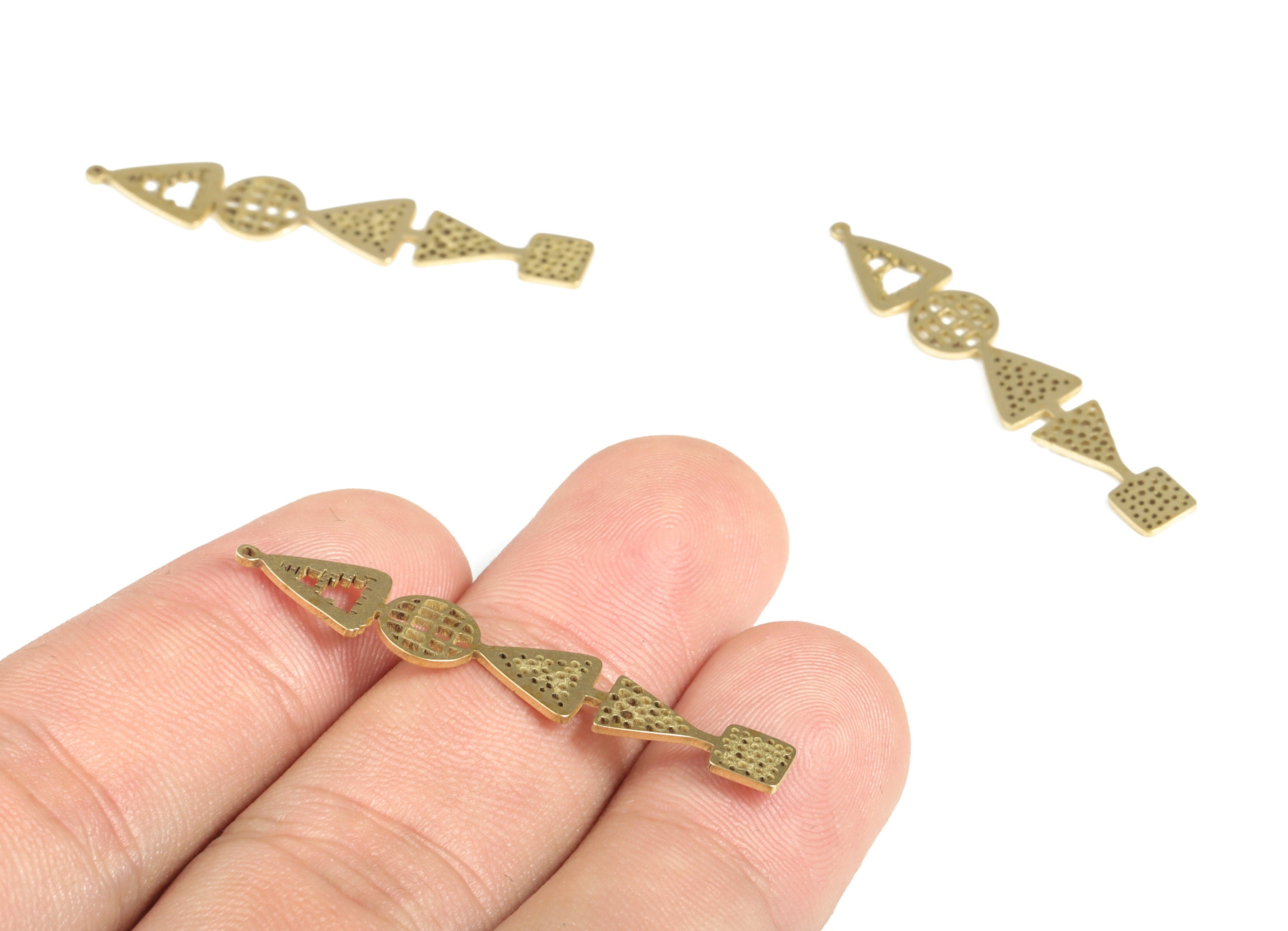 Brass Round Hollow Earring Charms - Raw Brass Square Arrow Pendant - Earring Findings - Jewelry Supplies - 39.88x7.18x0.69mm - PP3987 - DOMEDBAZAAR