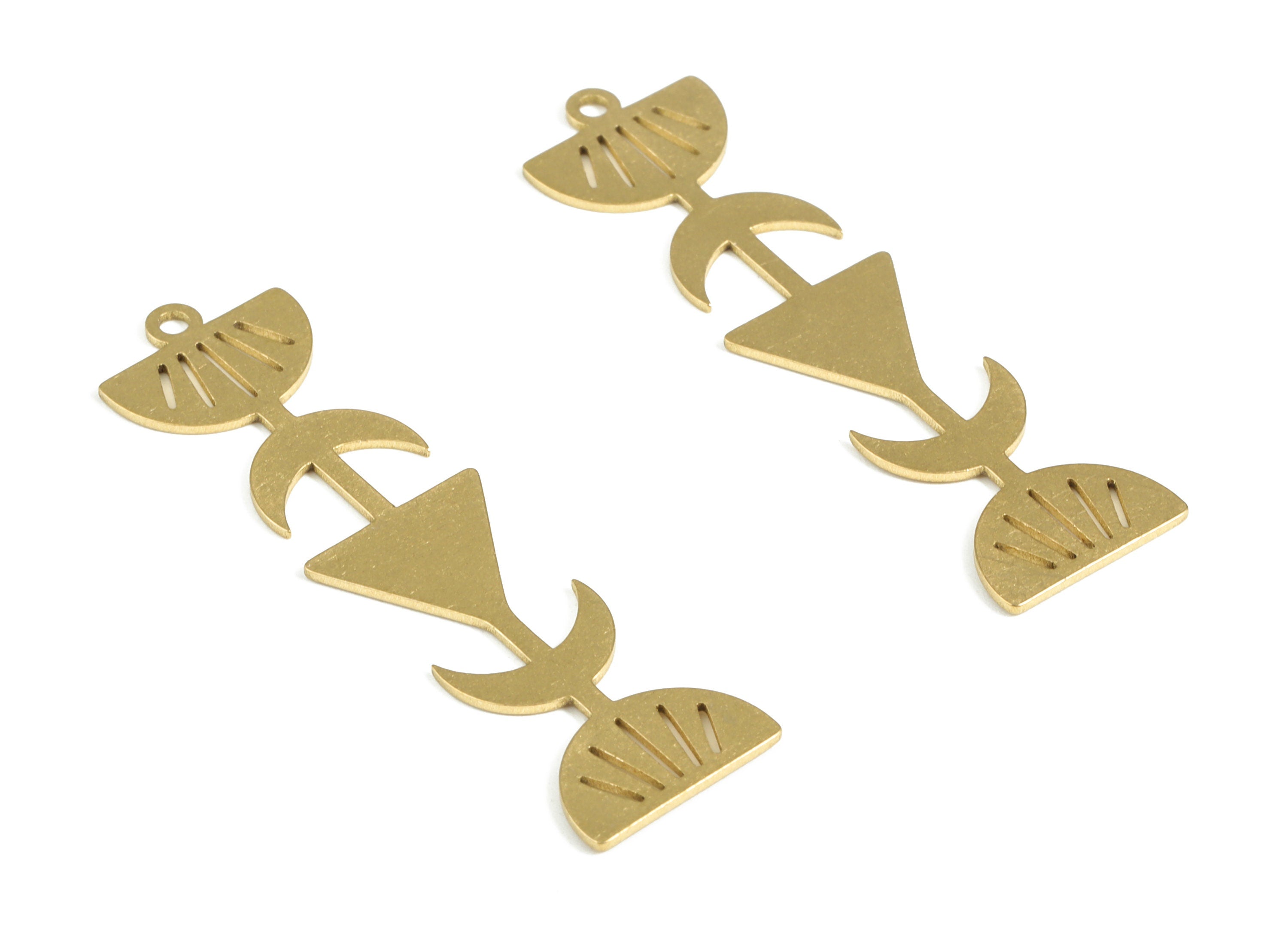 Brass Semicircle Stripe Pendant - Raw Brass Triangle Crescent Charms - Earring Findings - Jewelry Making Supplies - 46.7x11.9x0.67mm- PP3988 - DOMEDBAZAAR