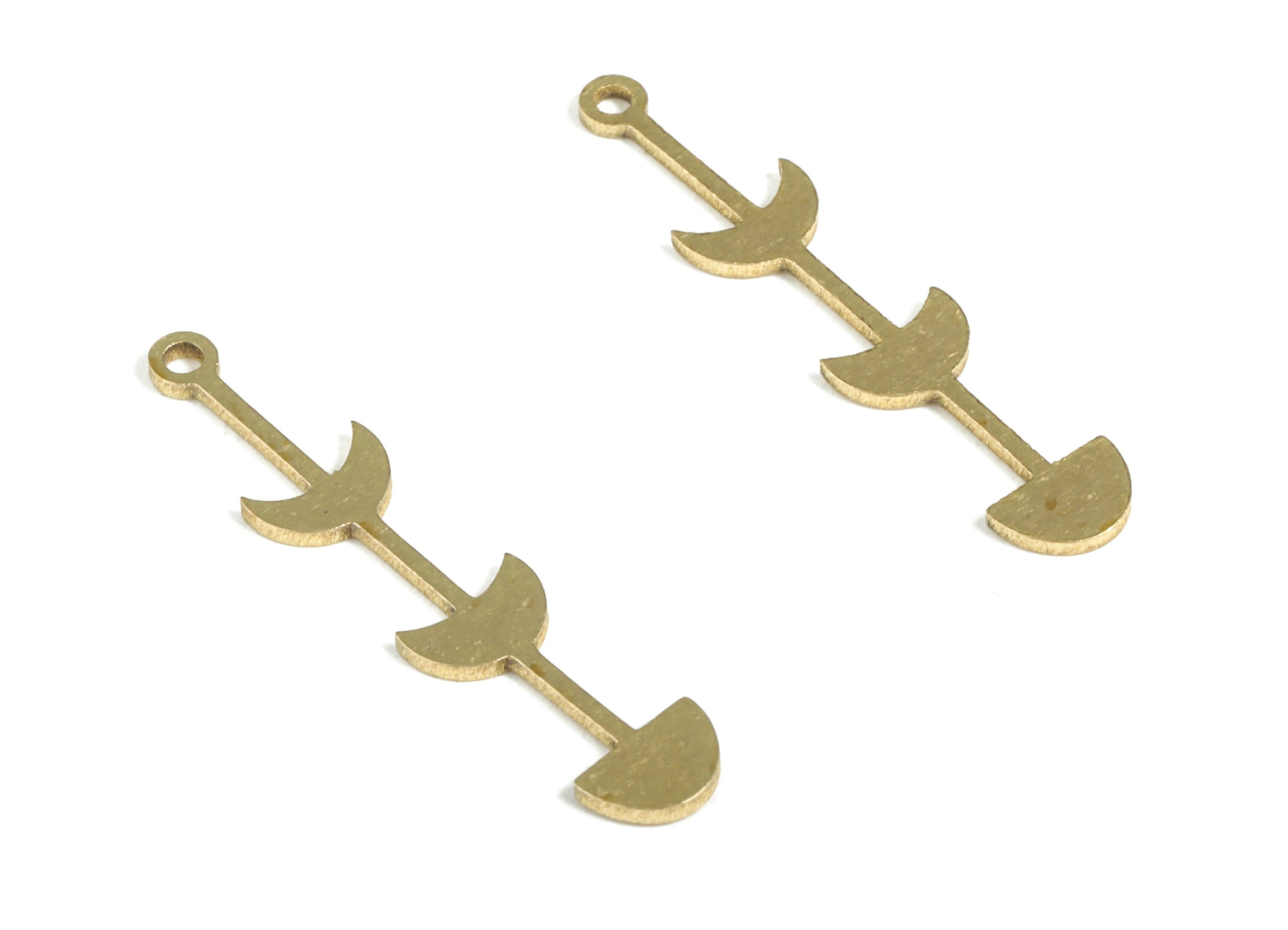 Brass Semicircle Crescent Earring Charms - Raw Brass Moon Pendant - Earring Findings - Jewelry Supplies - 24.97x4.98x0.68mm - PP3986 - DOMEDBAZAAR