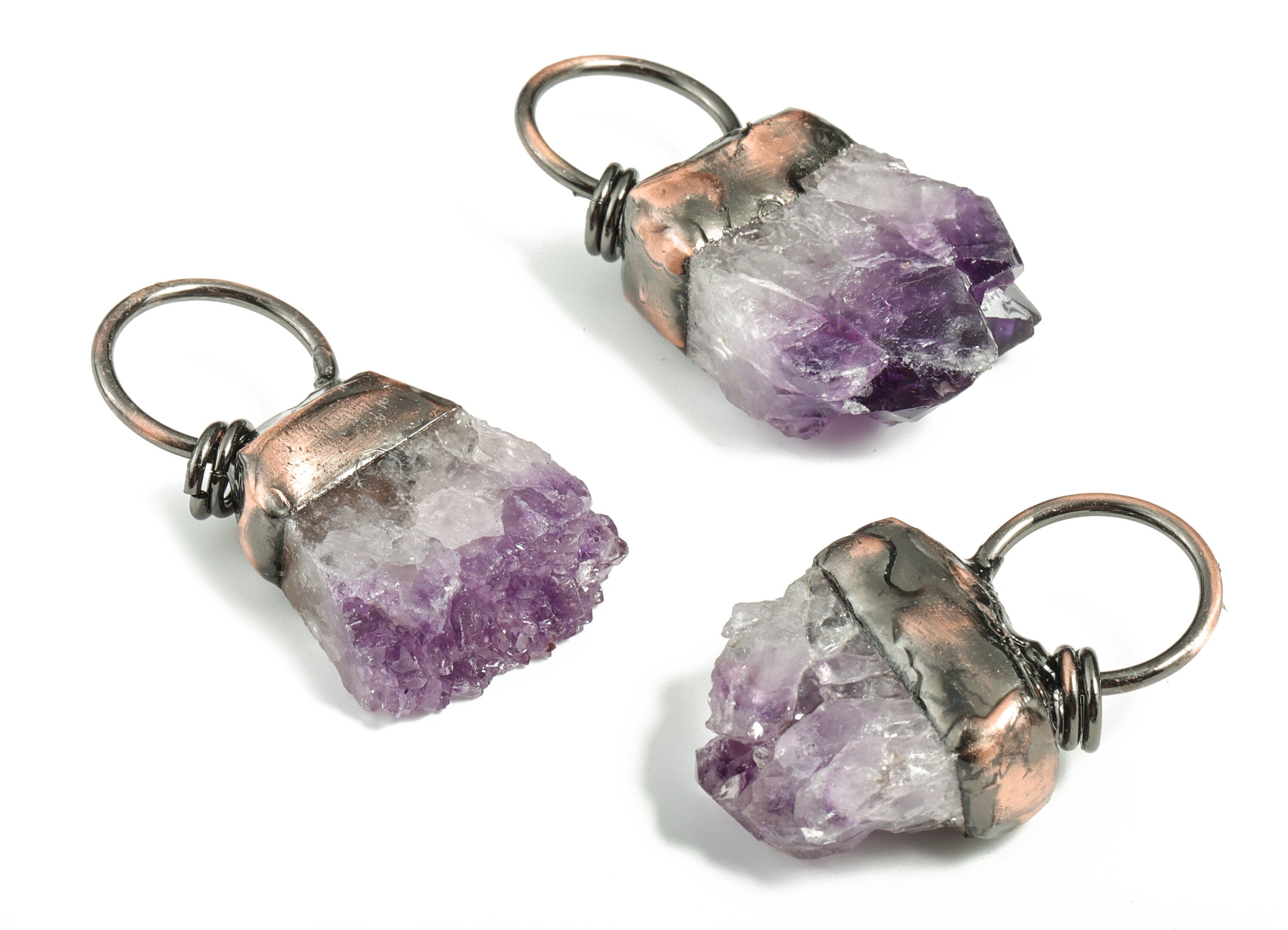 Sliced Amethyst Tumbled Pendants – Natural Purple Amethyst - Average Size Charms – Jewelry Making Supplies - 59.49x29.83x16.02mm – NS1311 - DOMEDBAZAAR