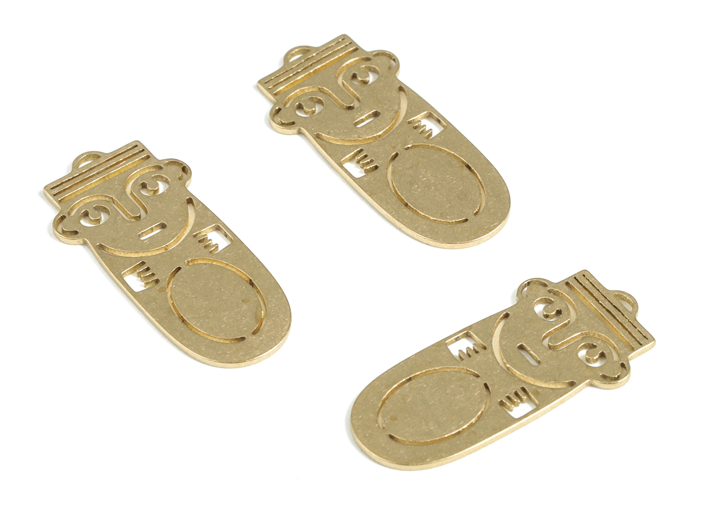 Brass D Pharaoh Earring Charms - Raw Brass D Pharaoh Pendant  - Earrings Finding - Jewelry Supplies - 25.15x12.27x0.7mm - PP3984 - DOMEDBAZAAR
