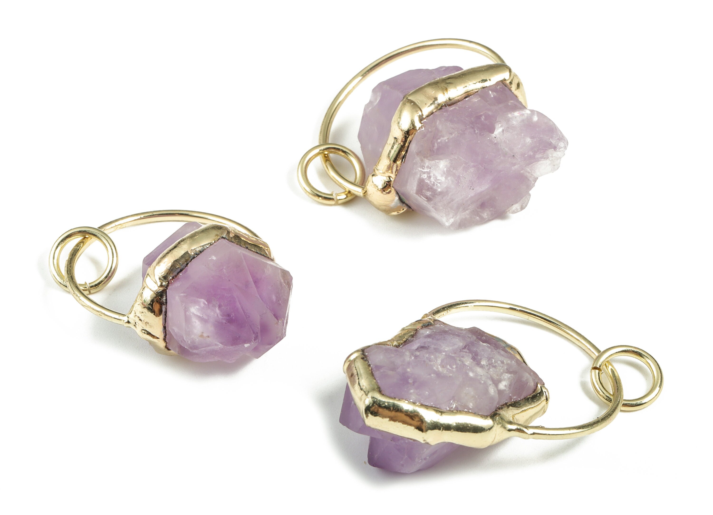 Raw Amethyst Pendant Charm - Genuine Amethyst Earring Charm - Amethyst Stone - Jewelry Supplies - Average Size -39.33×30.94×18.3mm - NS1335 - DOMEDBAZAAR
