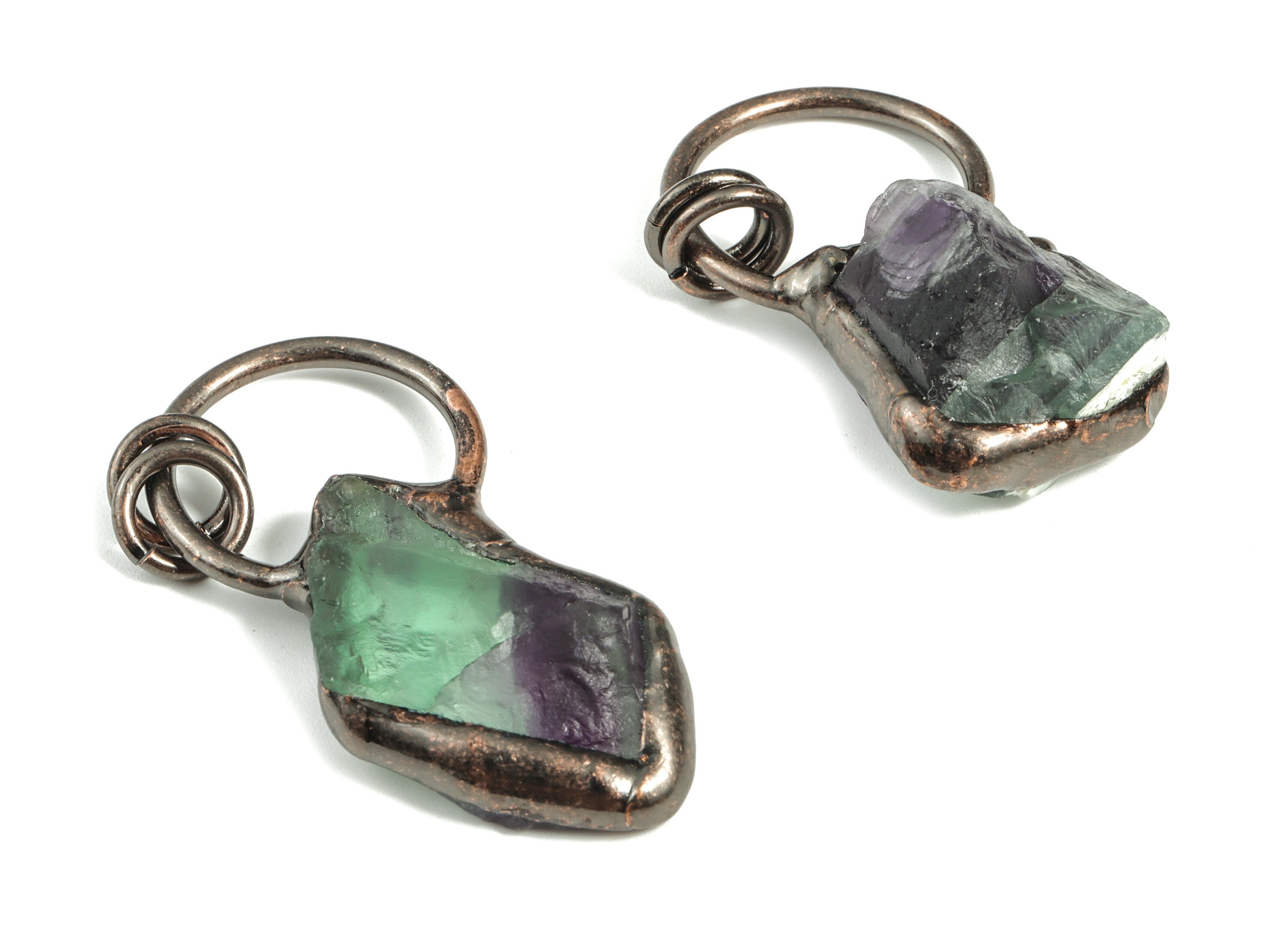 Green Fluorite Pendant – Irregular Flourite Earring Charms – Jewelry Making Supplies - Average Size - 43.5× 22.13× 13.55mm - NS1336 - DOMEDBAZAAR