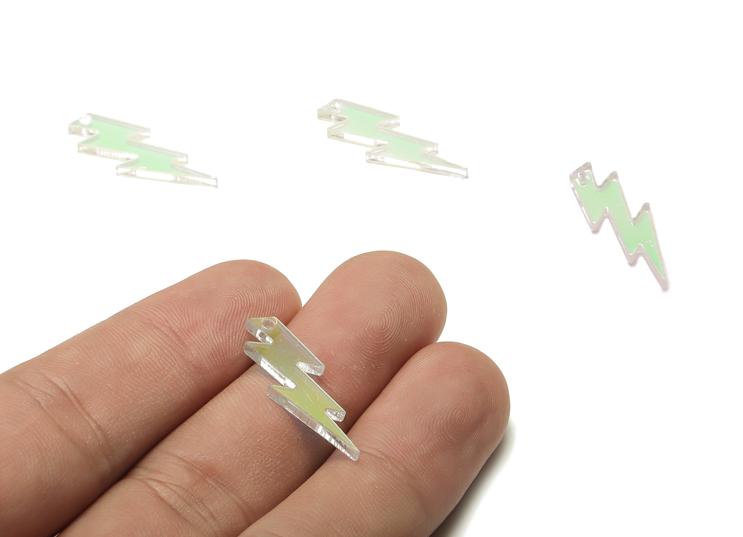 Acrylic Lightning Pendant - Colorful Acrylic Lightning Earring Charms - Jewelry Supplies - Color Code:A575 - 24.78x8.44x1.81mm - AC2269-A575 - DOMEDBAZAAR