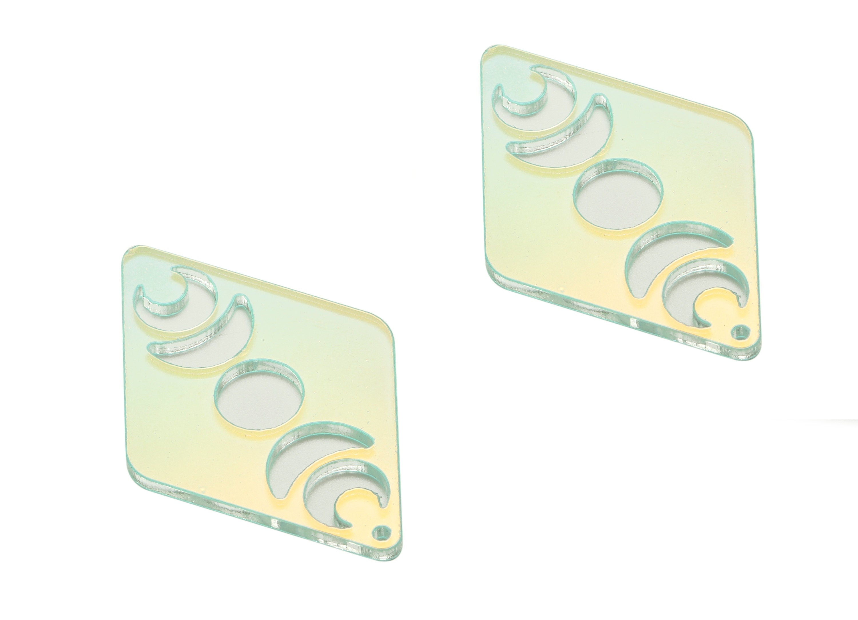 Acrylic Diamond Earring Charms - Acrylic Phases Of Moon Pendant -Jewelry Supplies - Color Code:A575 - 40.29x26.43x1.7mm - AC2271-A575 - DOMEDBAZAAR