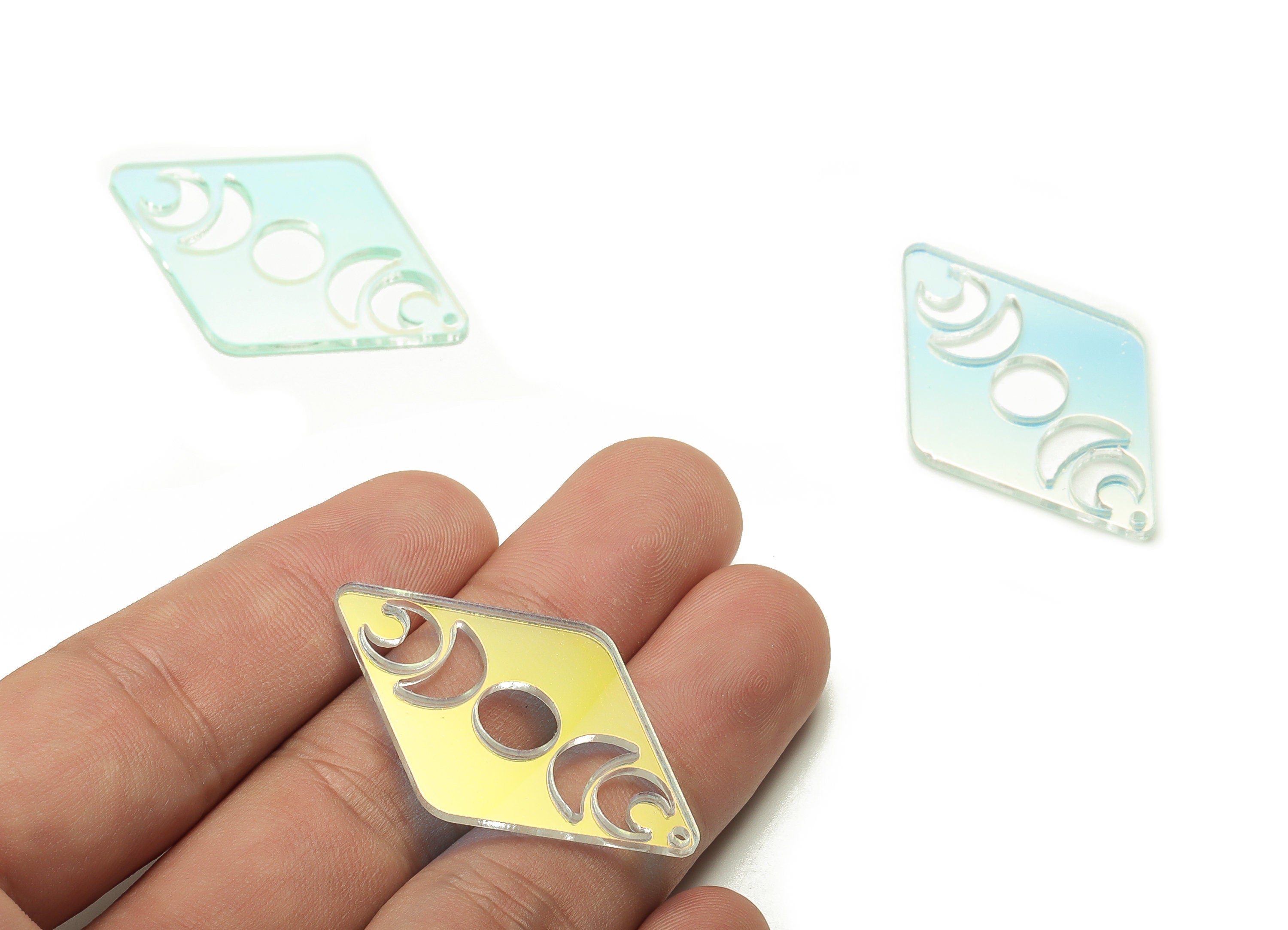 Acrylic Diamond Earring Charms - Acrylic Phases Of Moon Pendant -Jewelry Supplies - Color Code:A575 - 40.29x26.43x1.7mm - AC2271-A575 - DOMEDBAZAAR