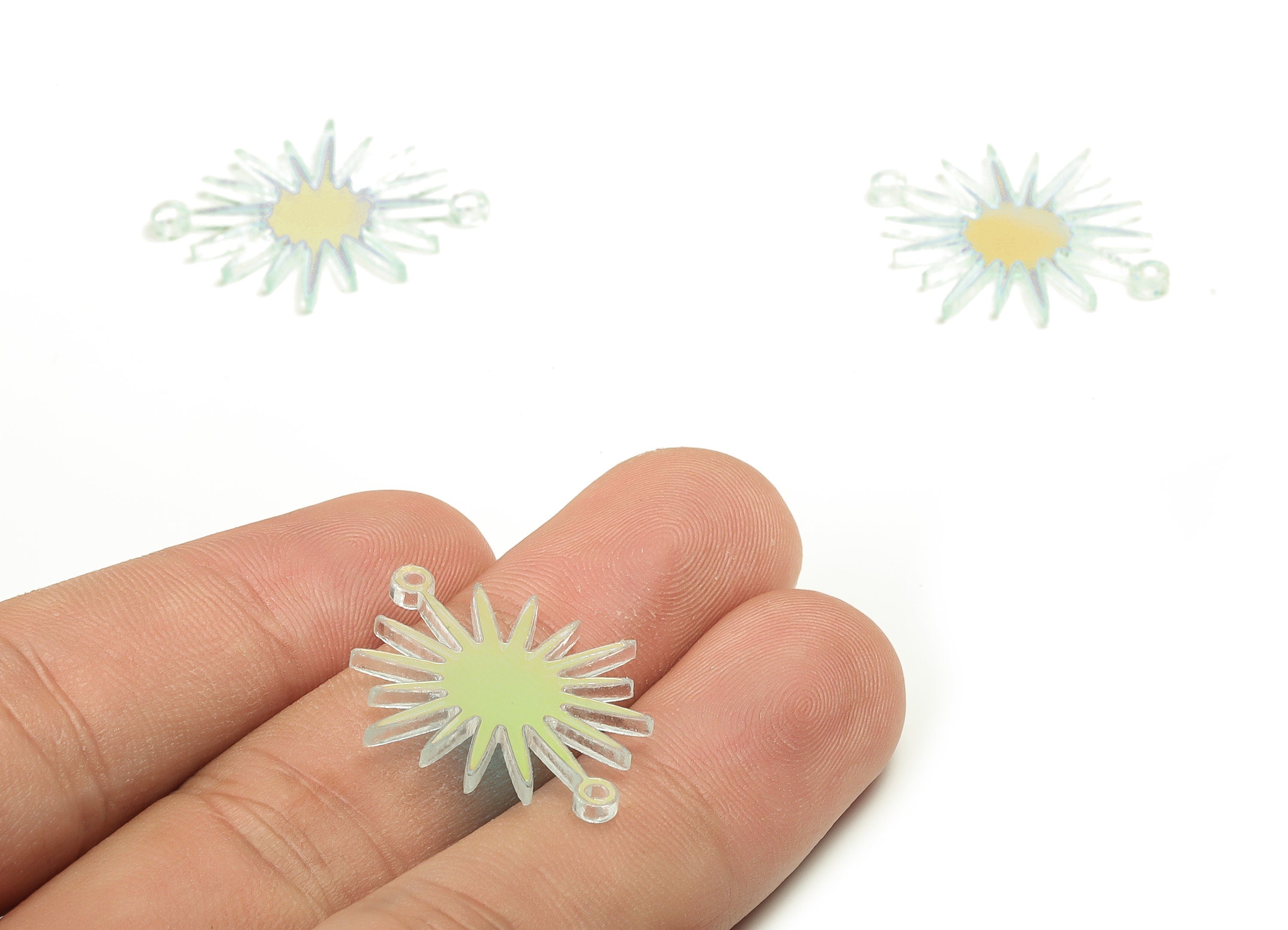 Acrylic Sun Charms - Colorful Acrylic Sun Earring Connector - Jewelry Making Supplies - Color Code:A575 - 27.63x22.43x1.78mm - AC2273-A575 - DOMEDBAZAAR