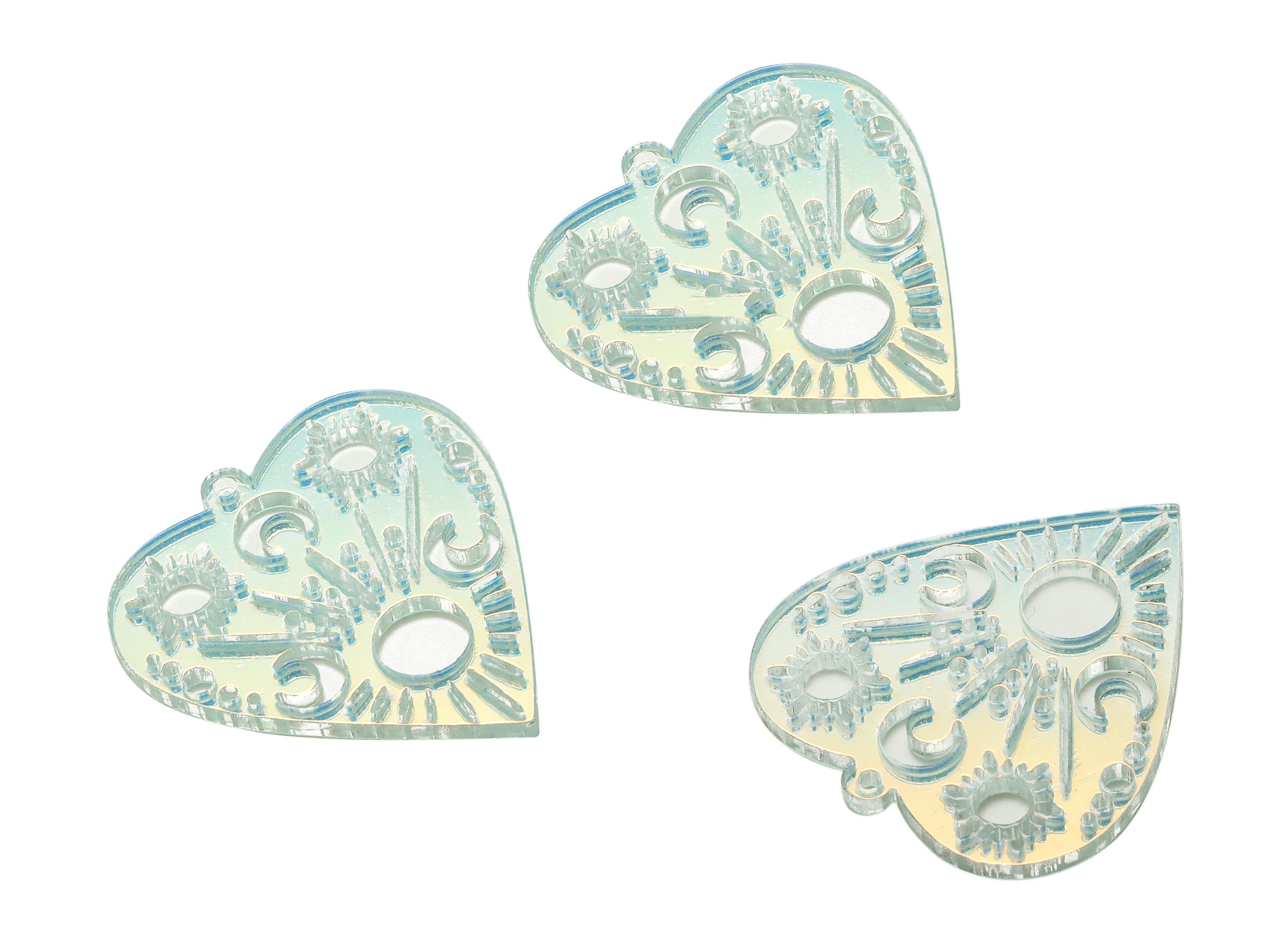 Acrylic Heart Crescent Earring Charms - Colorful Acrylic Heart Pendant - Jewelry Supplies- Color Code:A575 -31.51x28.31x1.97mm- AC2268-A575 - DOMEDBAZAAR