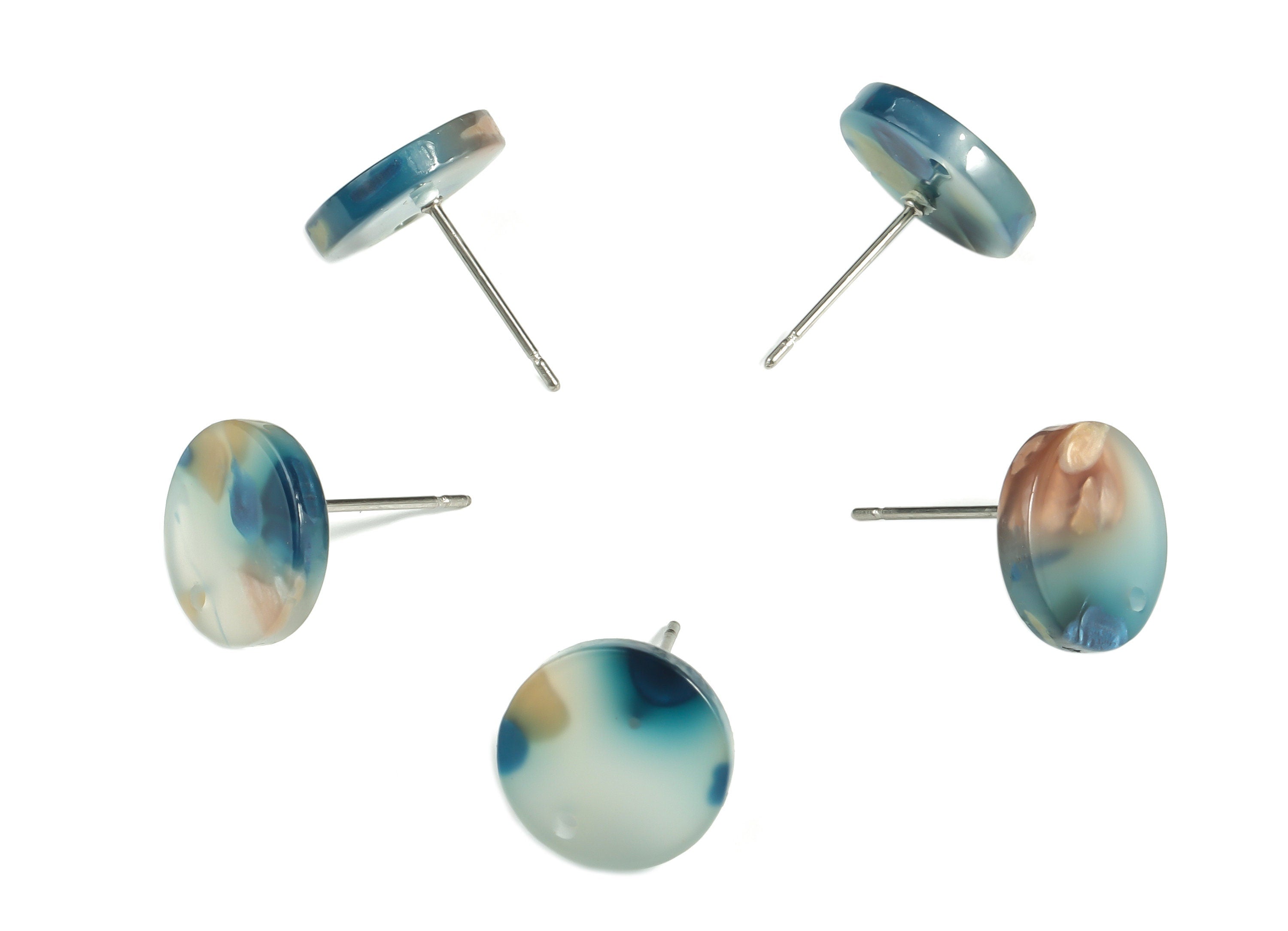 Acrylic Round Earring Post - Acrylic Round Earring Stud - Earring Post Findings - Color Code: A600- 11.85x11.67x2.35mm - AC1139-A600 - DOMEDBAZAAR