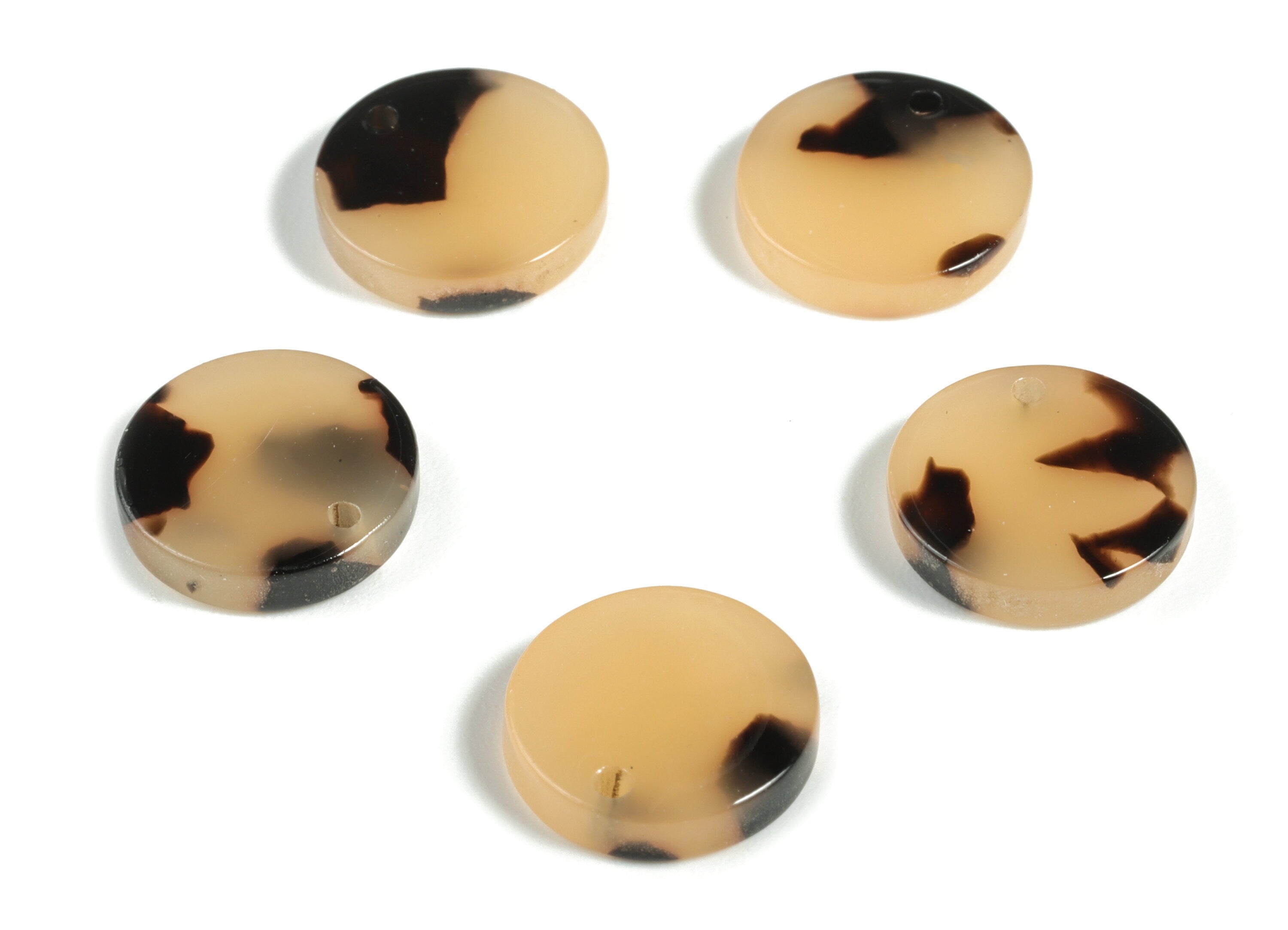 Acetate Earring Charms - Blonde Tortoise Shell Earrings - Round Circle Shaped - Color Code:A10 - 11.81x11.81x2.58mm - AC1161-A10 - DOMEDBAZAAR
