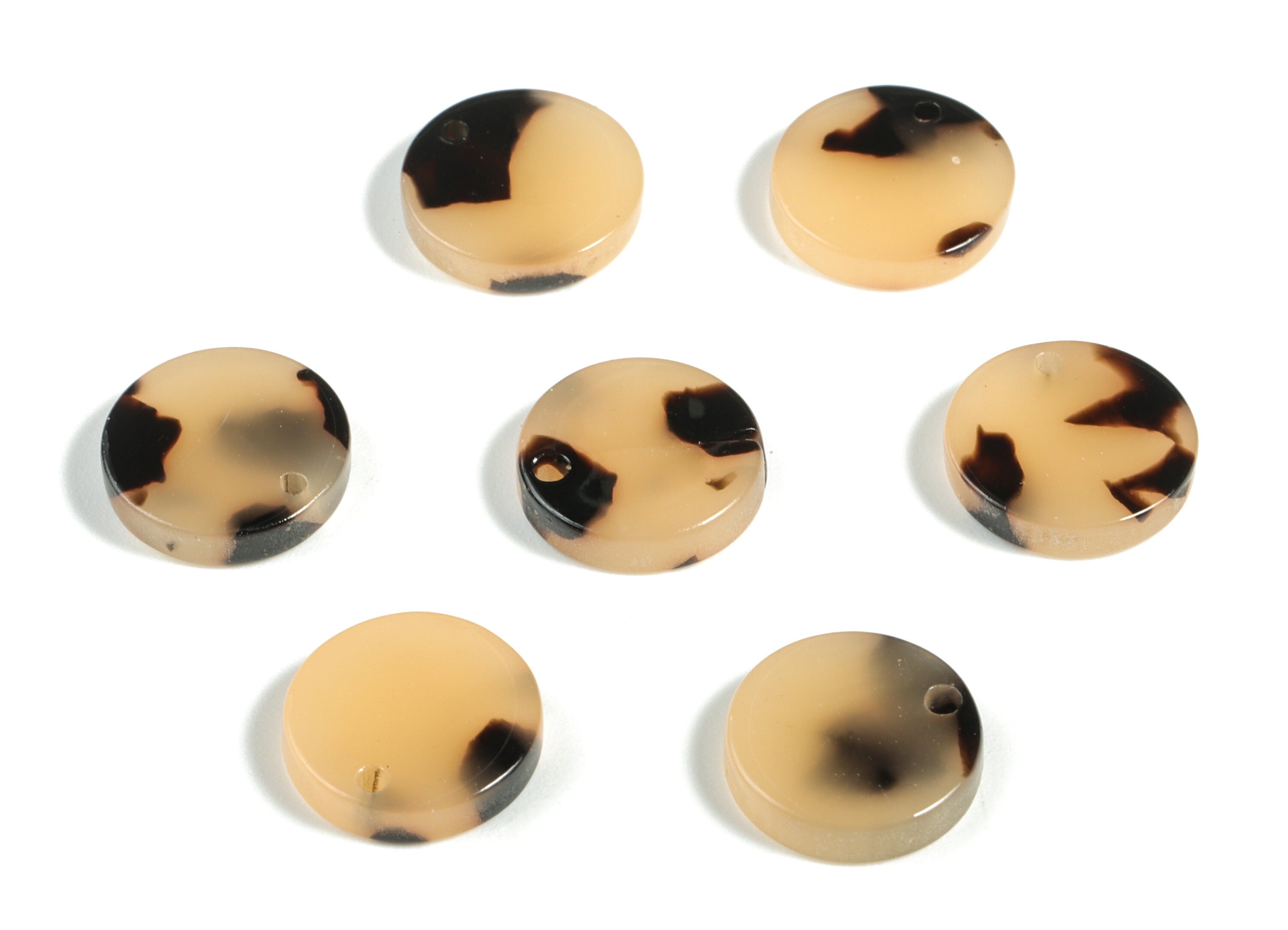 Acetate Earring Charms - Blonde Tortoise Shell Earrings - Round Circle Shaped - Color Code:A10 - 11.81x11.81x2.58mm - AC1161-A10 - DOMEDBAZAAR