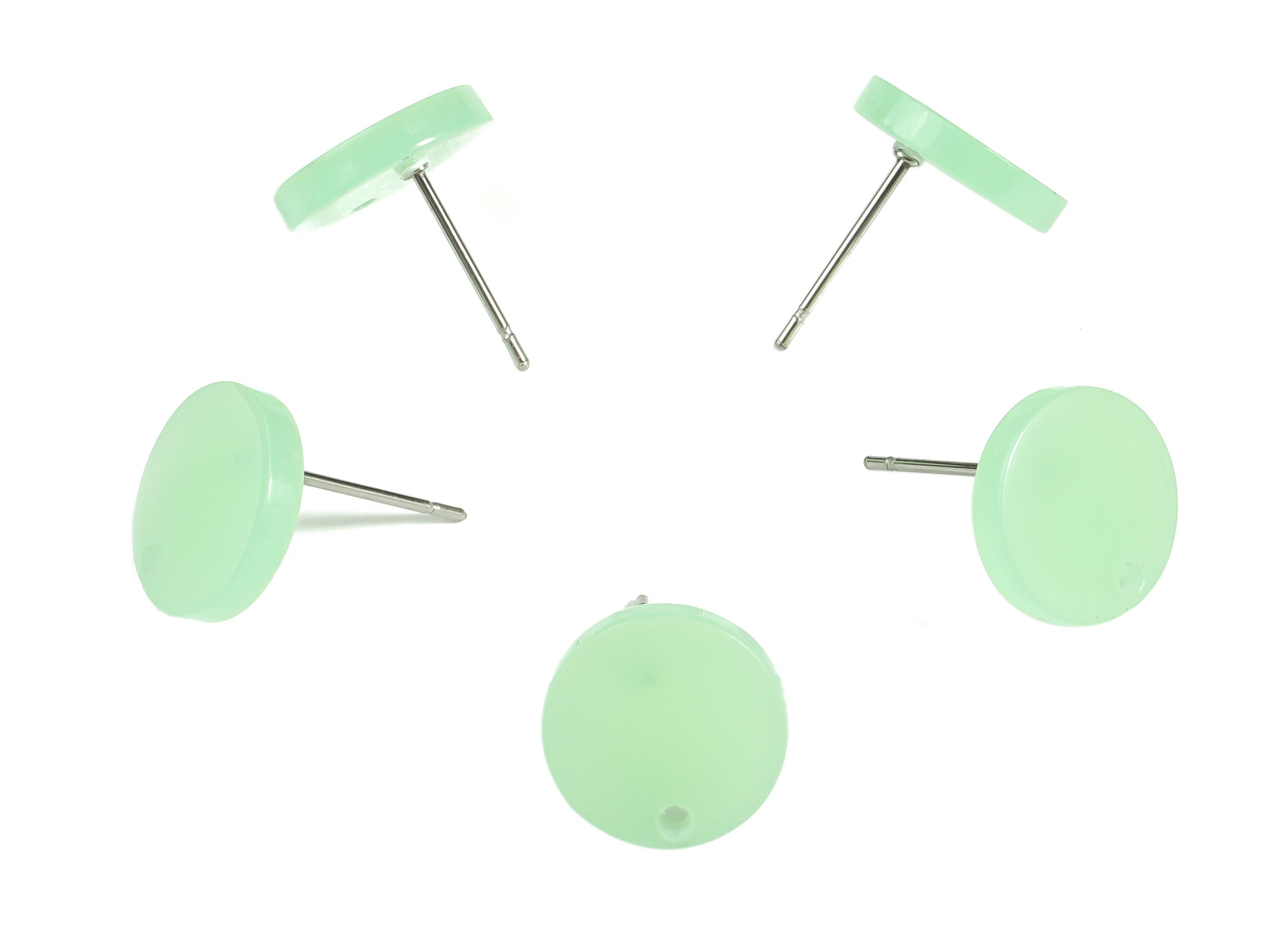 Luminous Acrylic Round Earring Stud - Acrylic Round Earring Post - Earring Findings - Color Code: A611- 11.82x11.68x2.18mm - AC1139-A611 - DOMEDBAZAAR