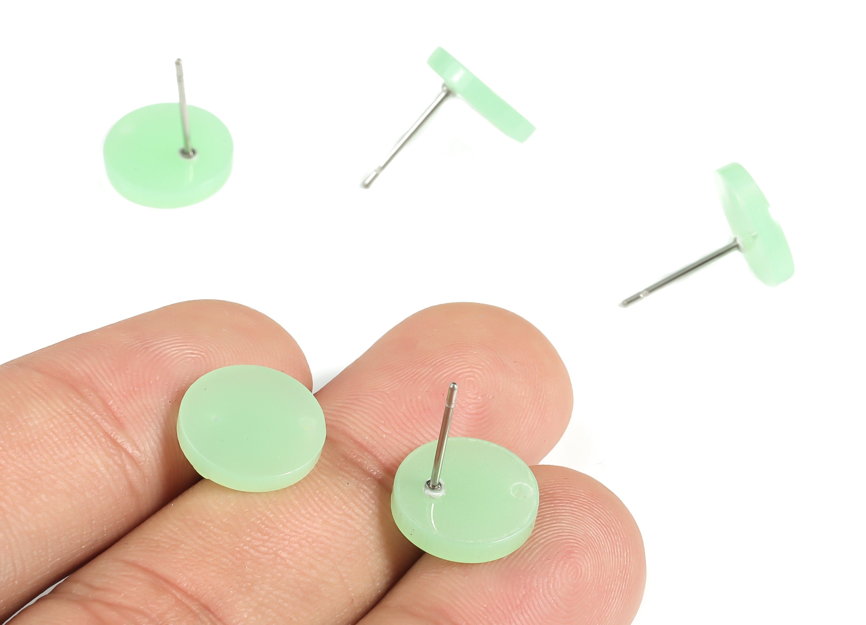 Luminous Acrylic Round Earring Stud - Acrylic Round Earring Post - Earring Findings - Color Code: A611- 11.82x11.68x2.18mm - AC1139-A611 - DOMEDBAZAAR