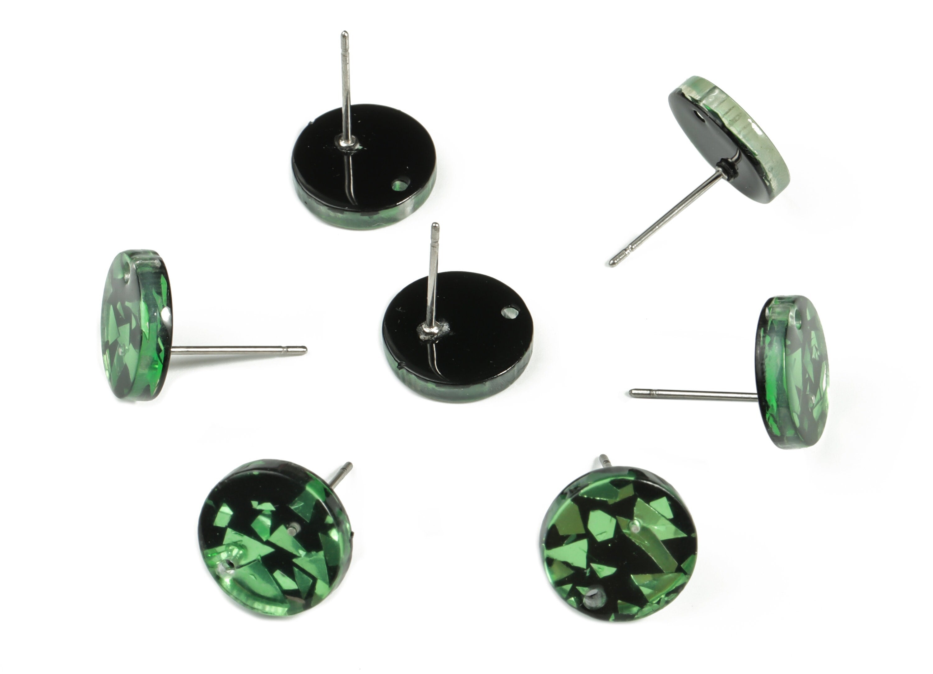 Acrylic Round Earring Stud - Acrylic Round Earring Post - Earring Post Findings - Color Code: A635- 11.75x11.69x2.37mm - AC1139-A635 - DOMEDBAZAAR