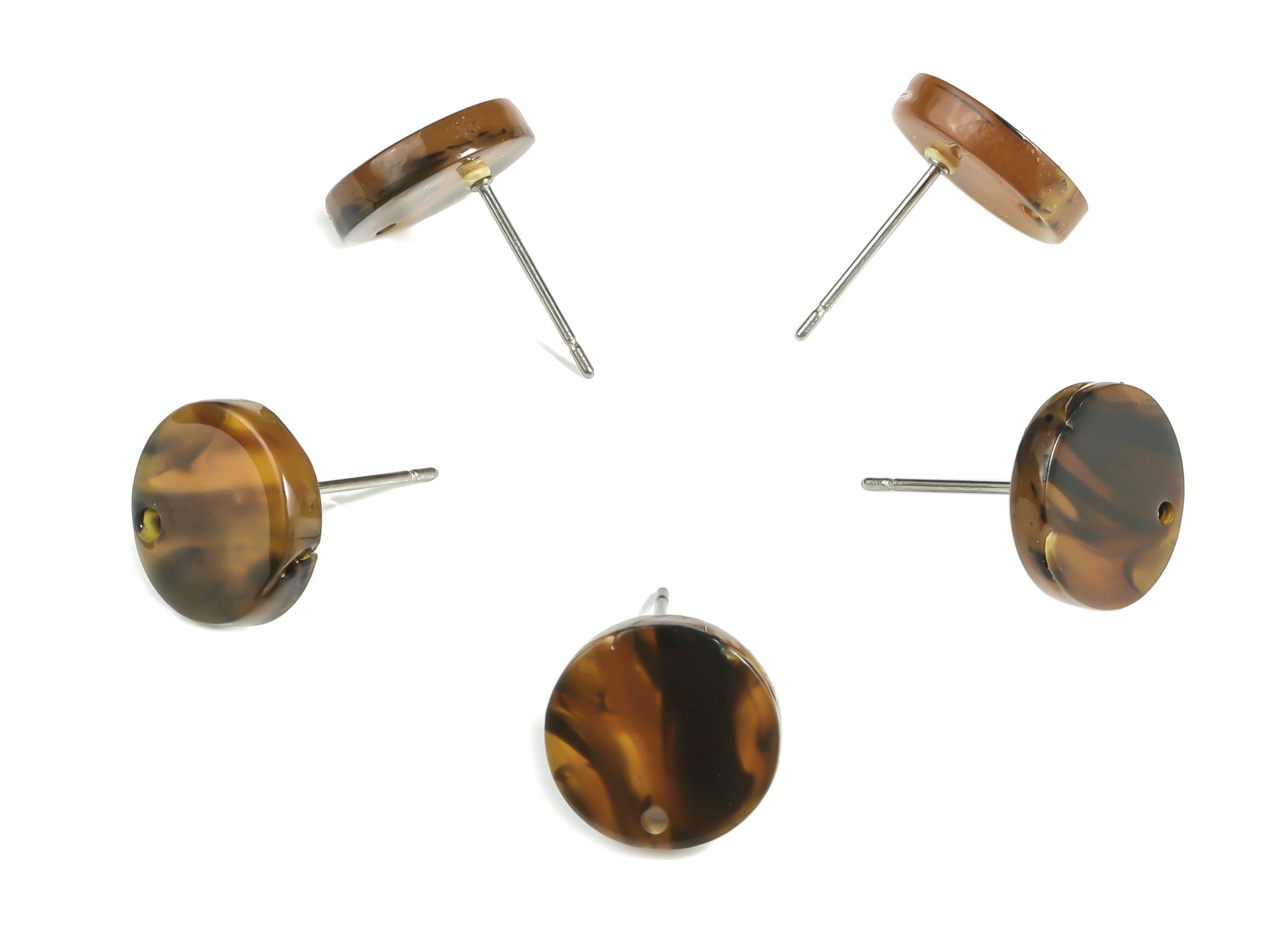 Acrylic Round Earring Stud - Acrylic Circle Earring Post - 316 Surgical Stainless Steel - Color Code: A625 - 11.74x11.71x2.4mm - AC1139-A625 - DOMEDBAZAAR