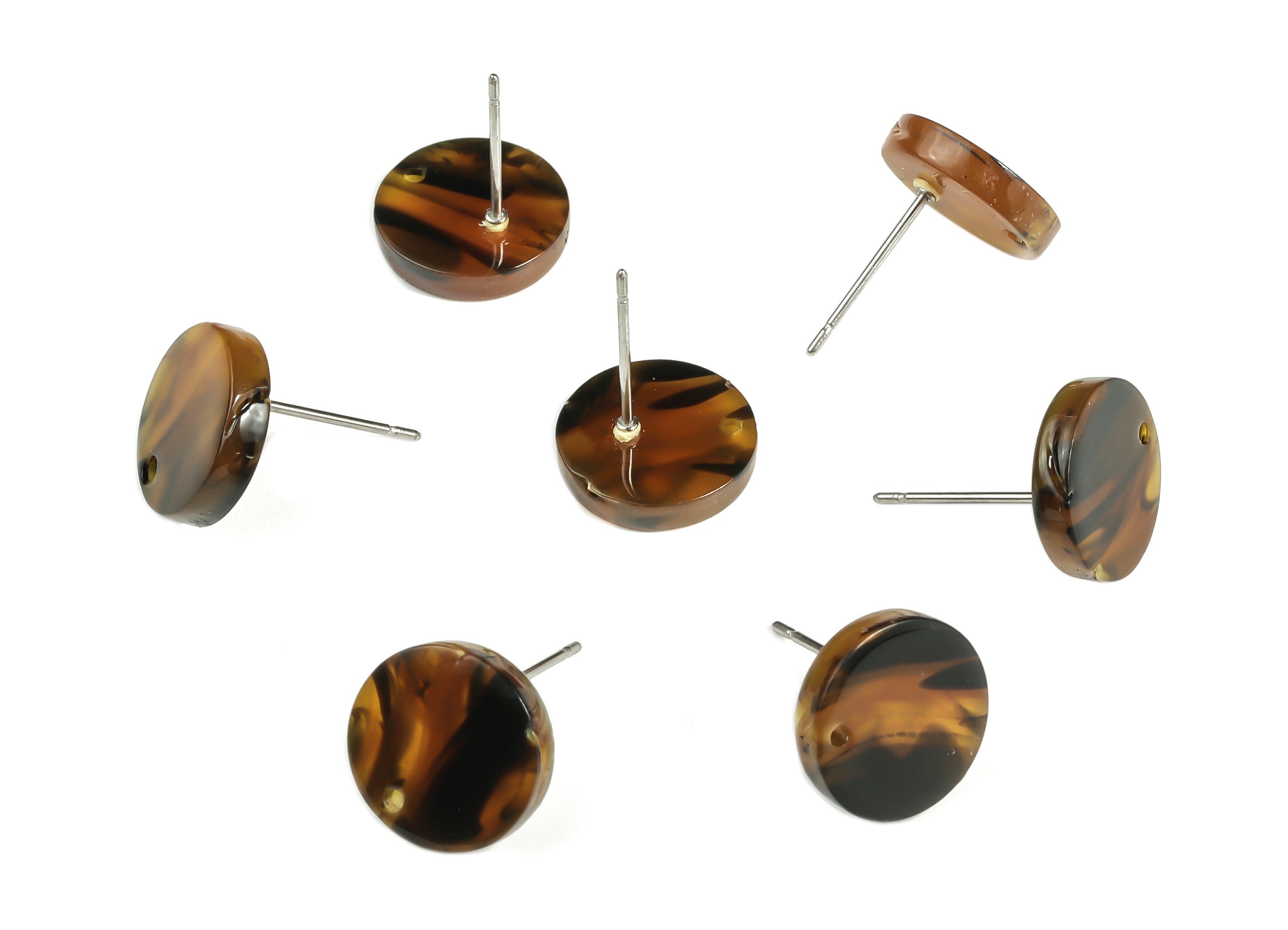 Acrylic Round Earring Stud - Acrylic Circle Earring Post - 316 Surgical Stainless Steel - Color Code: A625 - 11.74x11.71x2.4mm - AC1139-A625 - DOMEDBAZAAR