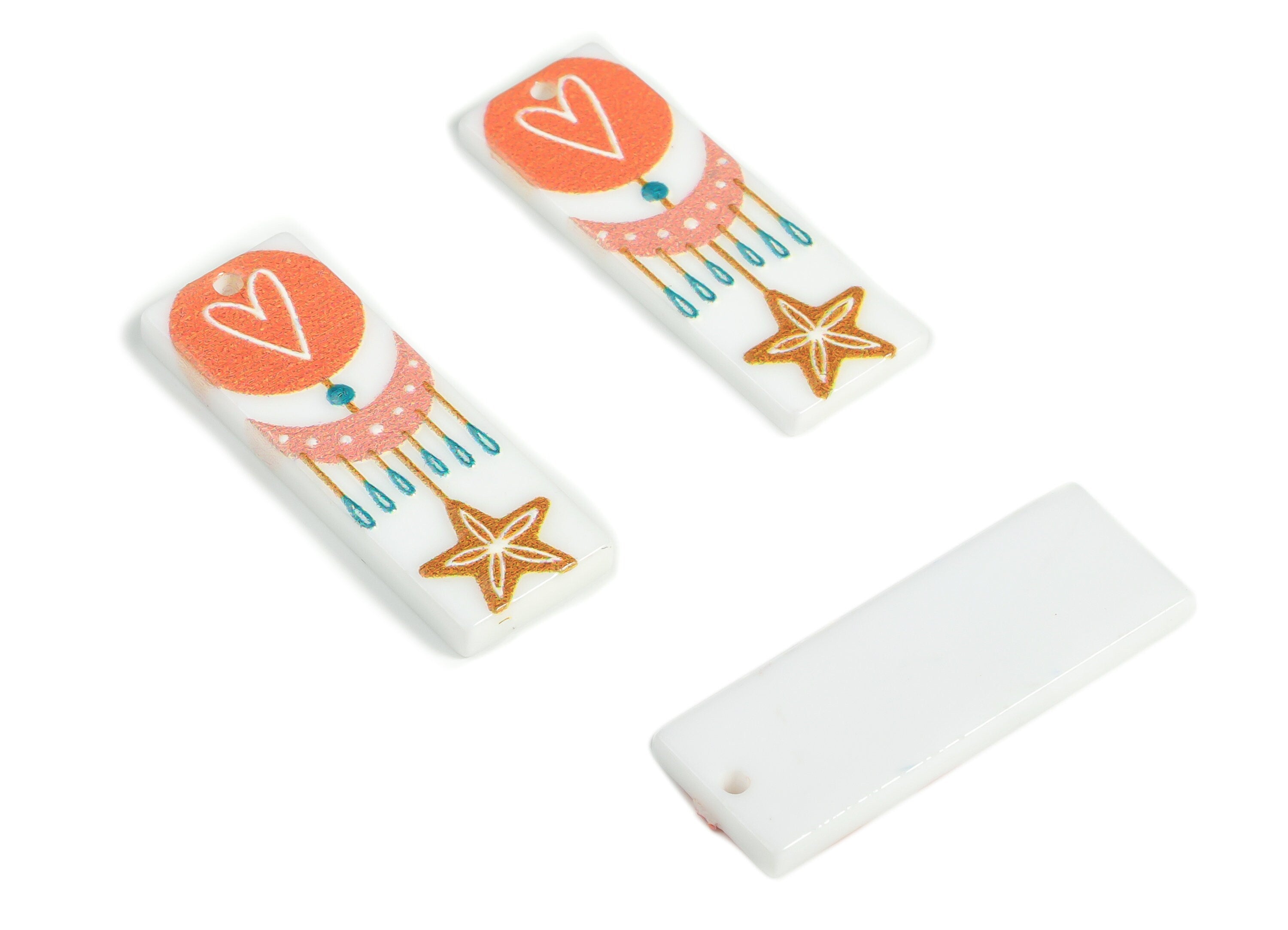 Acrylic Rectangle Star Pendant - Acrylic Heart Moon Earring Charms - Earring Finding - Jewelry Making Supplies - 29.64x10.63x2.82mm - AC2258 - DOMEDBAZAAR