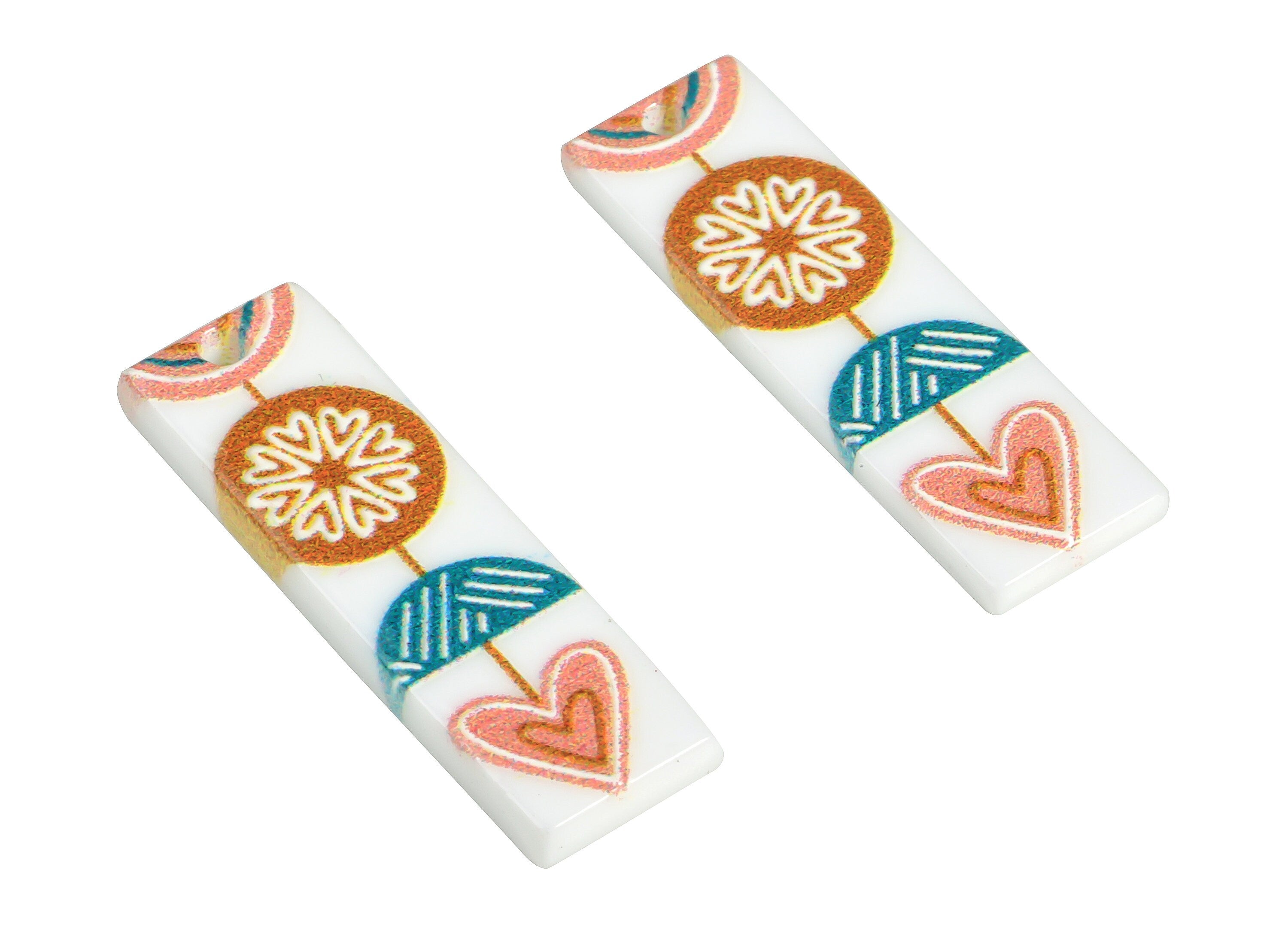 Acrylic Heart Round Earring Charms - Acrylic Rectangle Semicircle Pendant - Earring Finding - Jewelry Supplies - 30.17x9.04x2.54mm - AC2259 - DOMEDBAZAAR