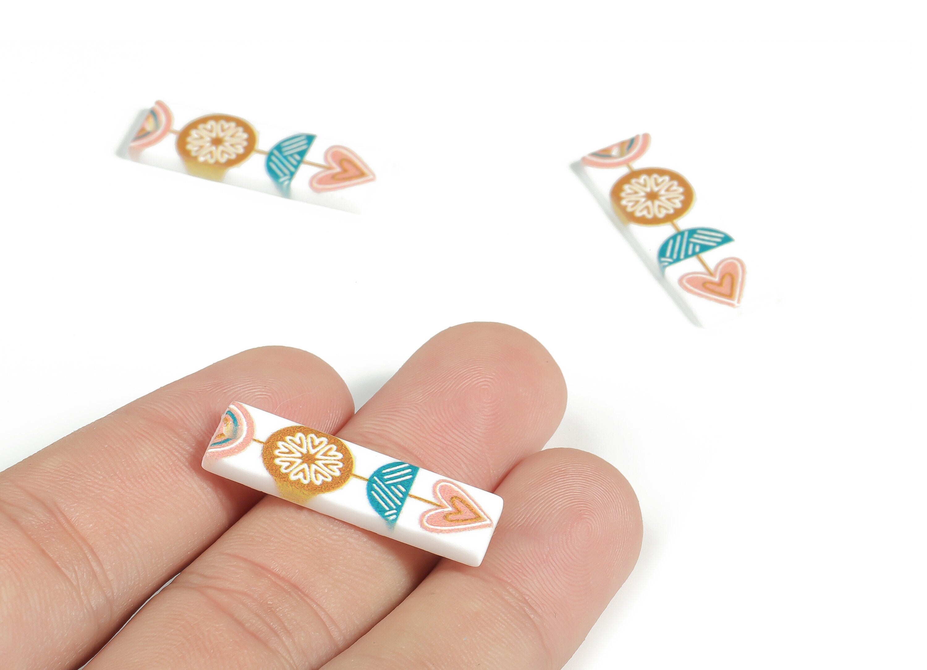 Acrylic Heart Round Earring Charms - Acrylic Rectangle Semicircle Pendant - Earring Finding - Jewelry Supplies - 30.17x9.04x2.54mm - AC2259 - DOMEDBAZAAR