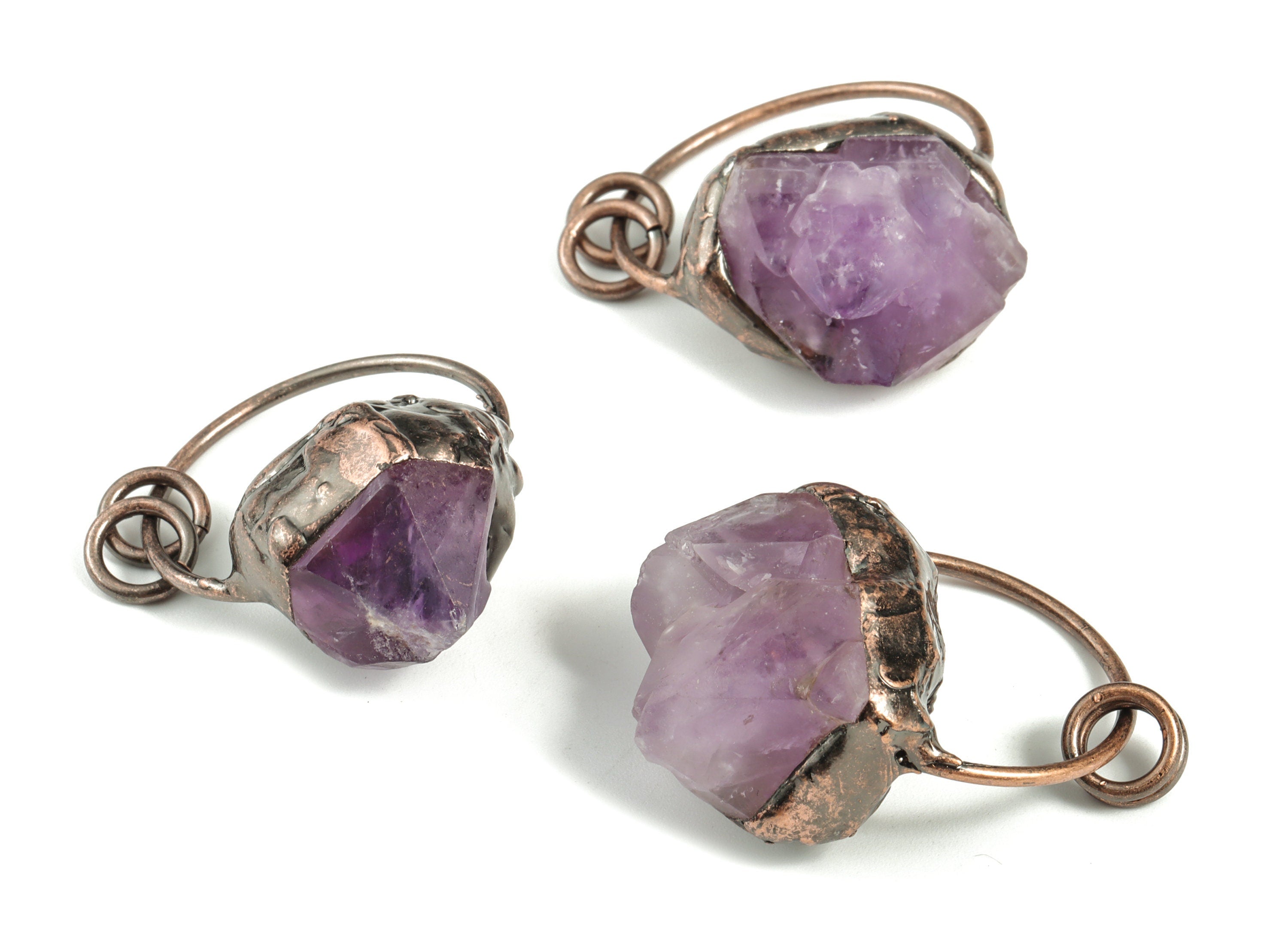 Purple Amethyst Pendant Charms – Irregular Amethyst Purple  Earring Charm – Jewelry Supplies - Average Size - 41.57x30.46x23.10mm - NS1344 - DOMEDBAZAAR