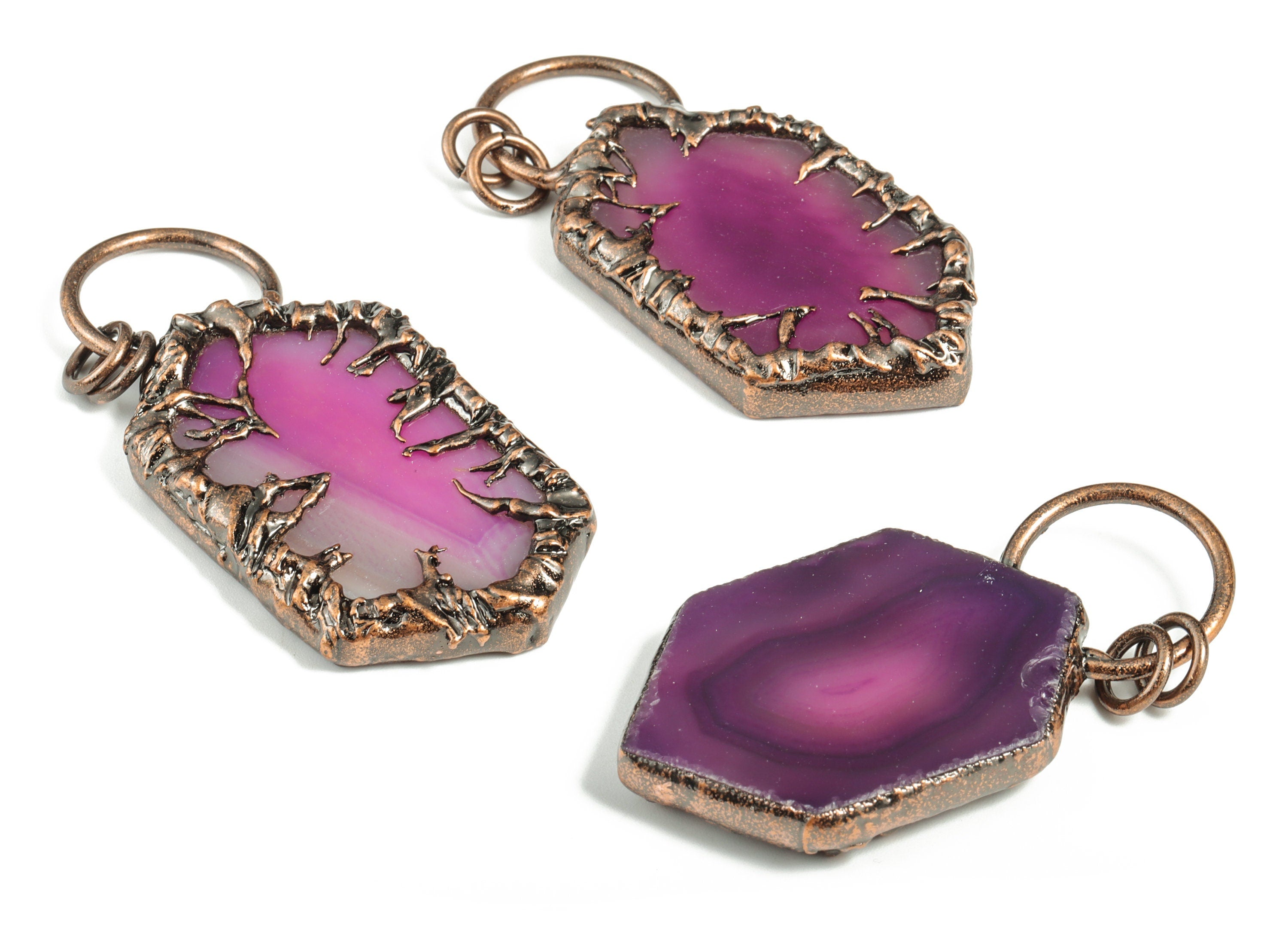 Purple Agate Crystal Pendant – Hexagon Raw Purple Agate – Gemstone Jewelry - Average Size - Jewelry Supplies - 75.27×33.82×6.78mm - NS1363 - DOMEDBAZAAR