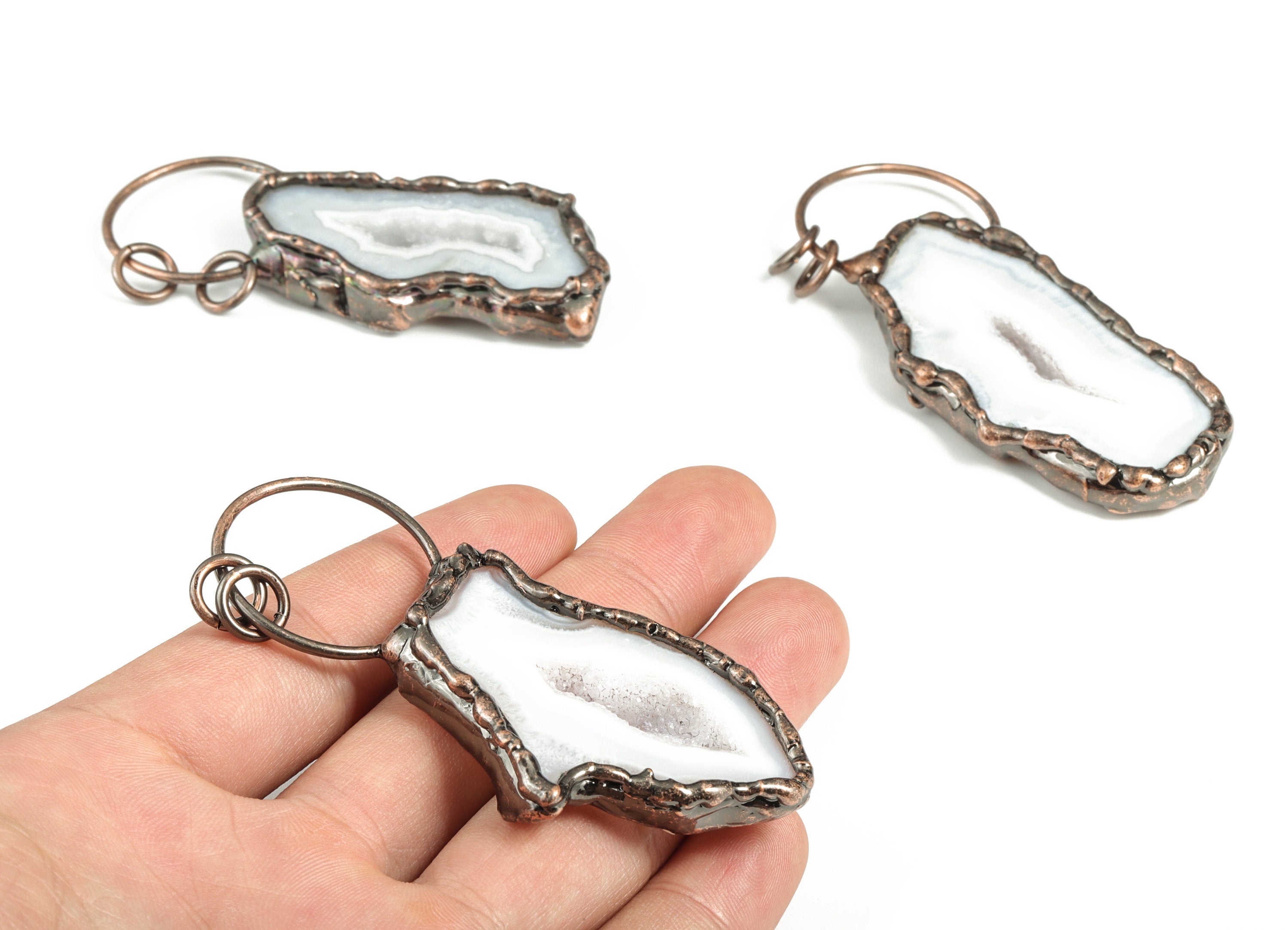 Druzy Agate Pendant - Gemstone Earring Charm - Jewelry Making Supplies – Druzy Agate Jewelry -  Average Size - 72.85×41.29×7.7mm - NS1366 - DOMEDBAZAAR