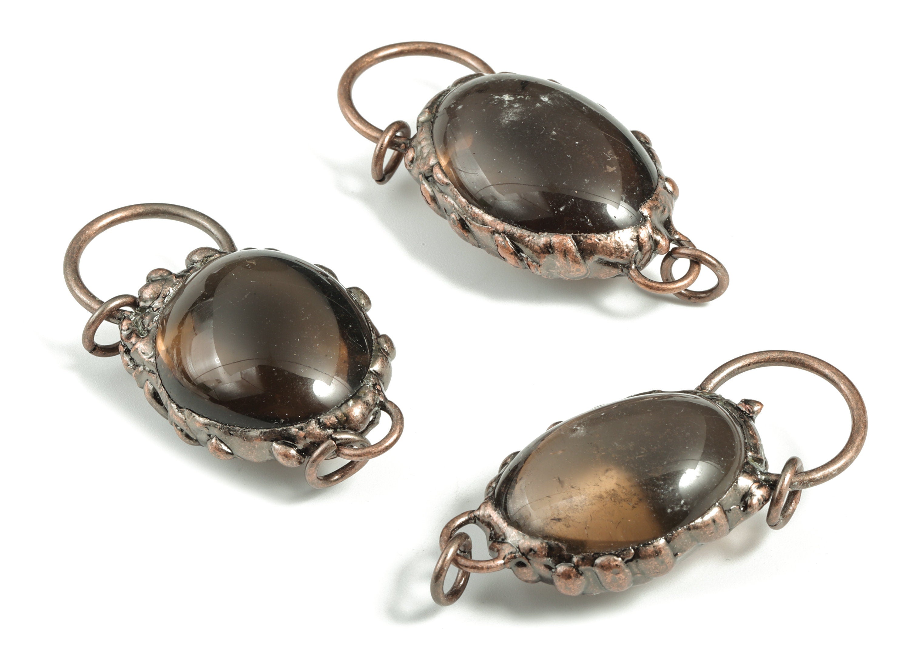 Smoky Quartz Earring Charm – Citrine Pendant with A Loop – Citrine Gemstone - Average Size – Jewelry Supplies – 58.40×33.94×25.63mm - NS1367 - DOMEDBAZAAR