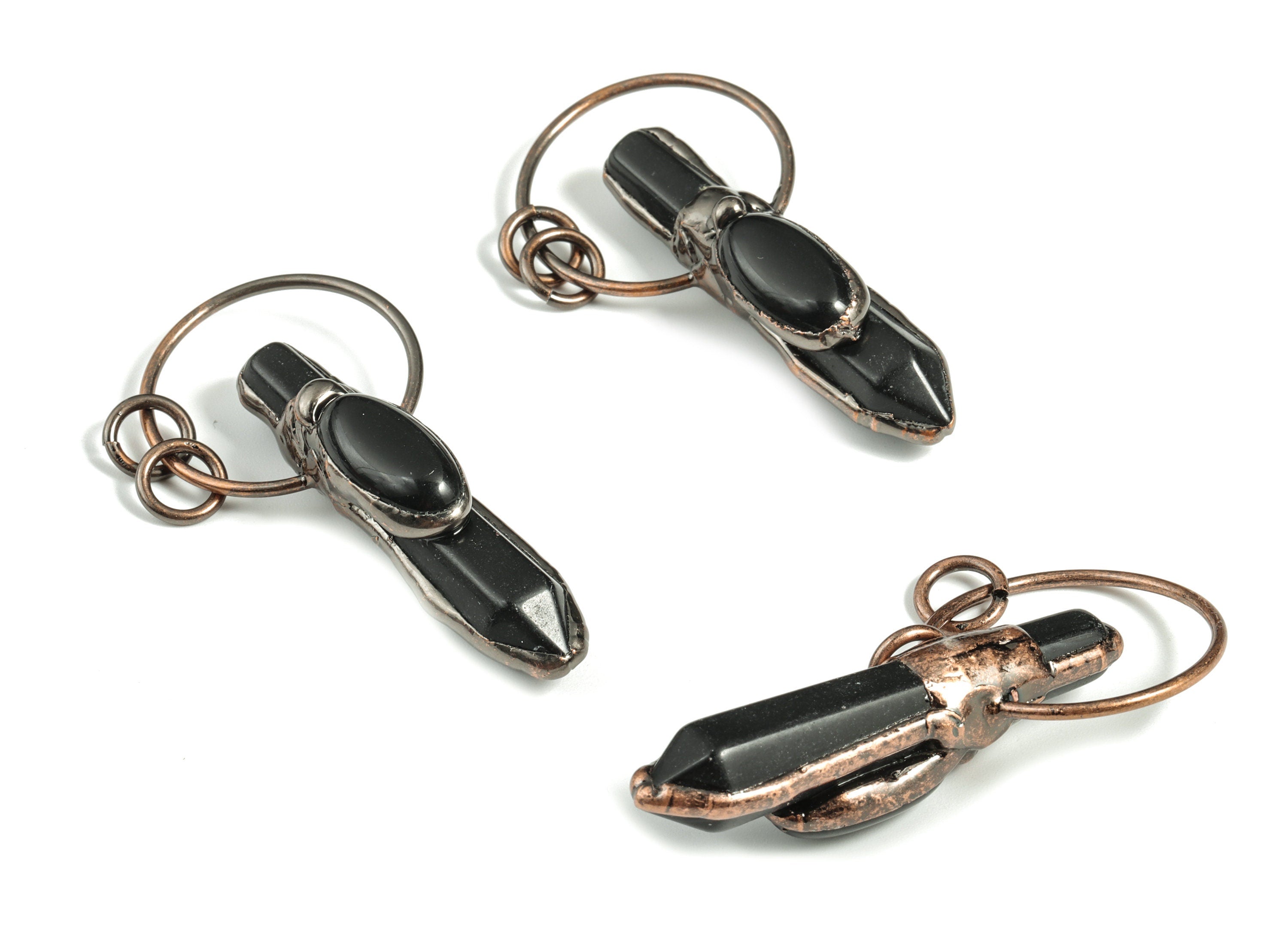 Black Onyx Pendant - Black Opal Bullet Shape Pendant – Average Size - Jewelry Supplies – Average Size - 62.26x28.68x13.50mm - NS1354 - DOMEDBAZAAR