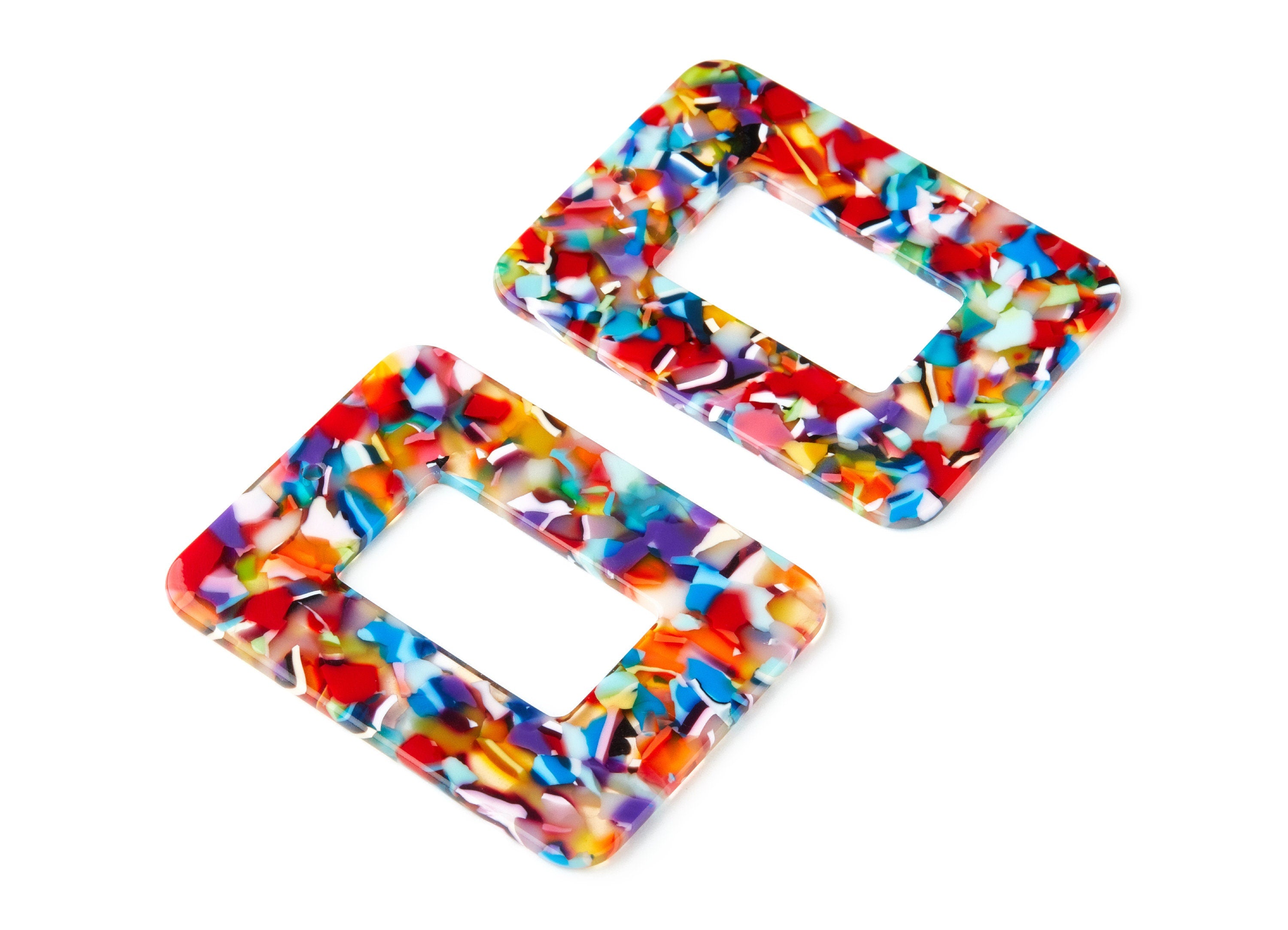 Acetate Acrylic Earring Charms - Frame Shaped Pendant With 1 Hole - Color Code: A21 - Earring Findings - 64.6x49.7x2.49mm - AC1106N - DOMEDBAZAAR