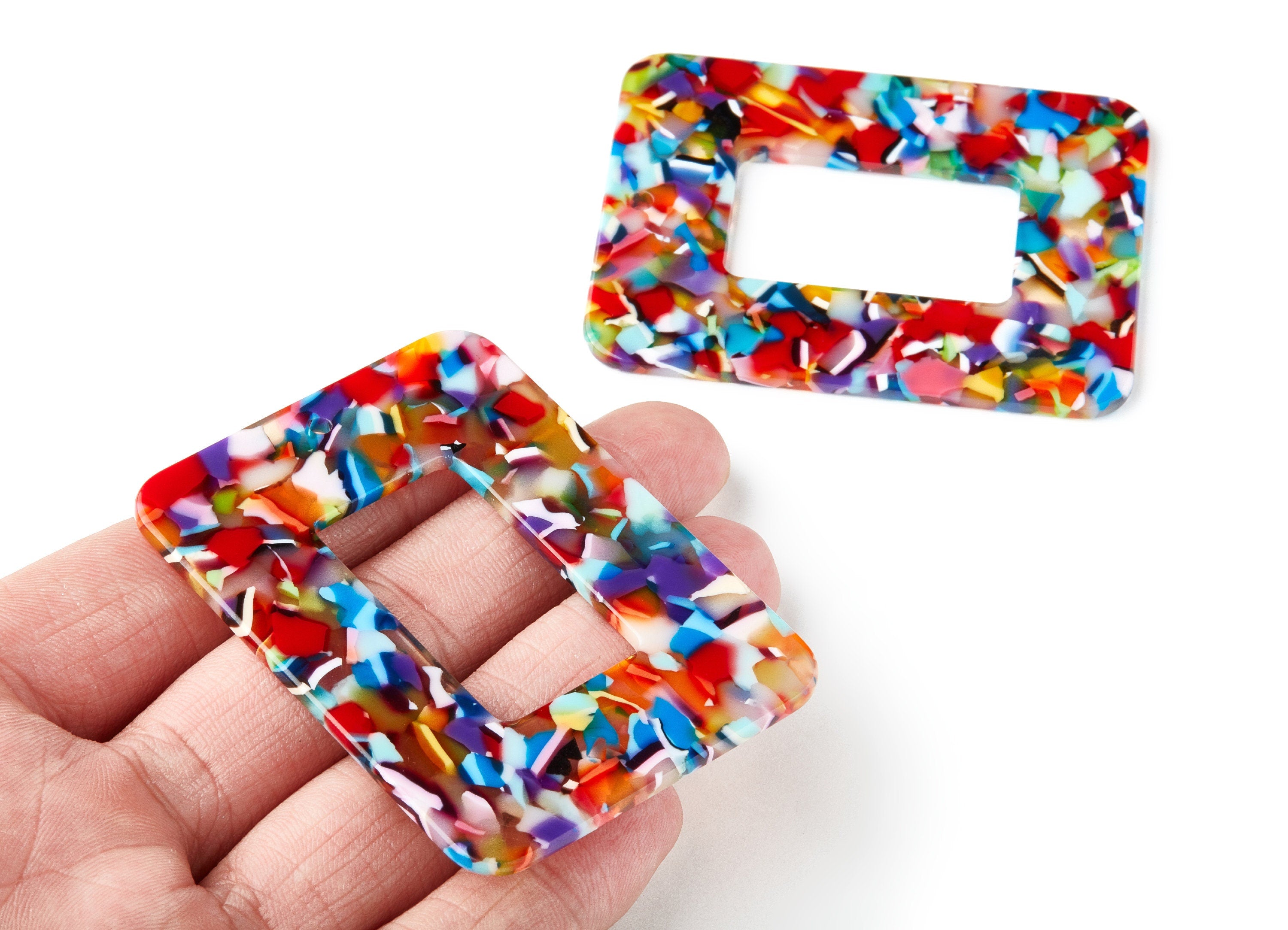 Acetate Acrylic Earring Charms - Frame Shaped Pendant With 1 Hole - Color Code: A21 - Earring Findings - 64.6x49.7x2.49mm - AC1106N - DOMEDBAZAAR